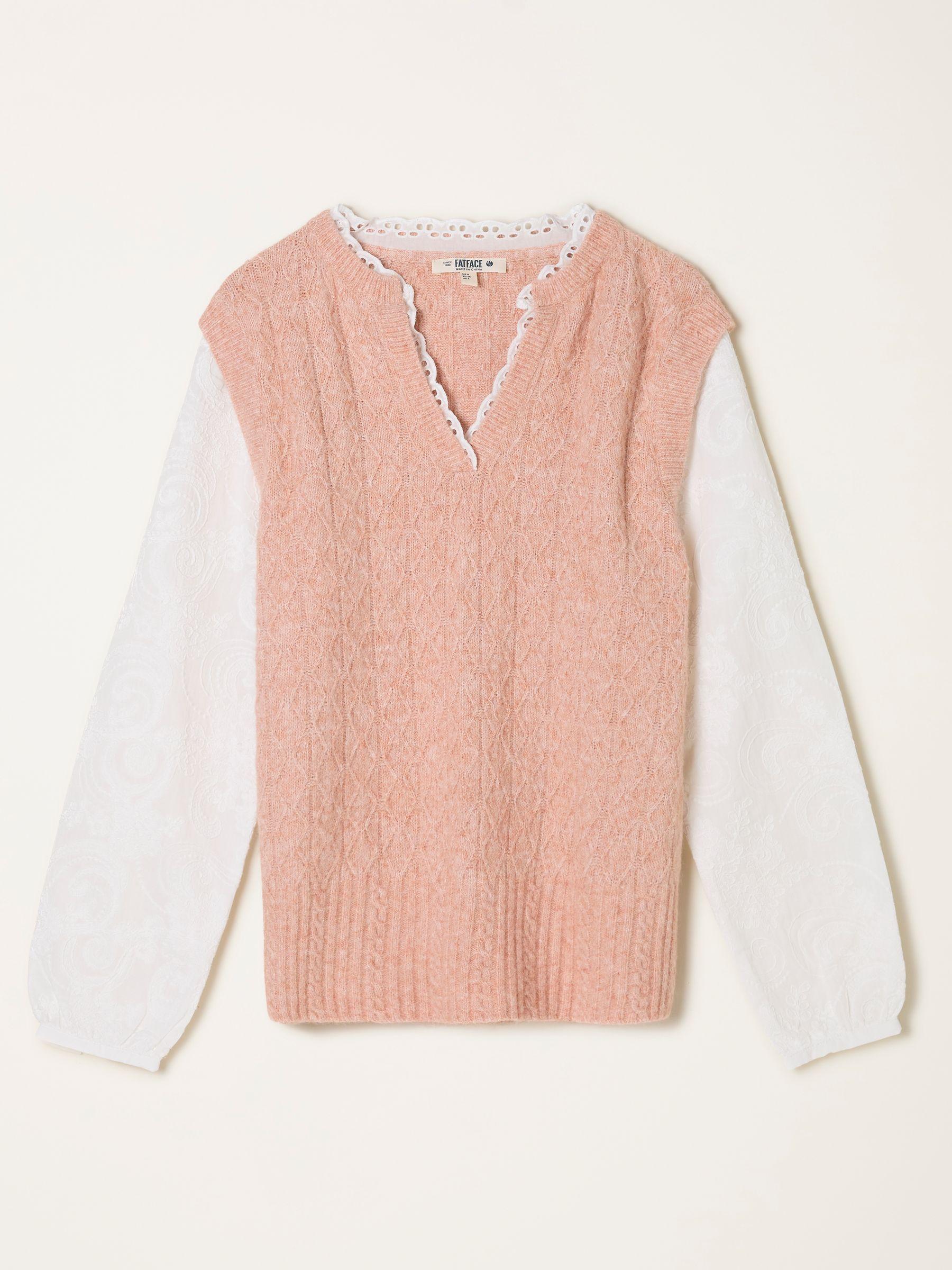 Leoni Pink Knitted and Woven 2in1 Top by FAT FACE