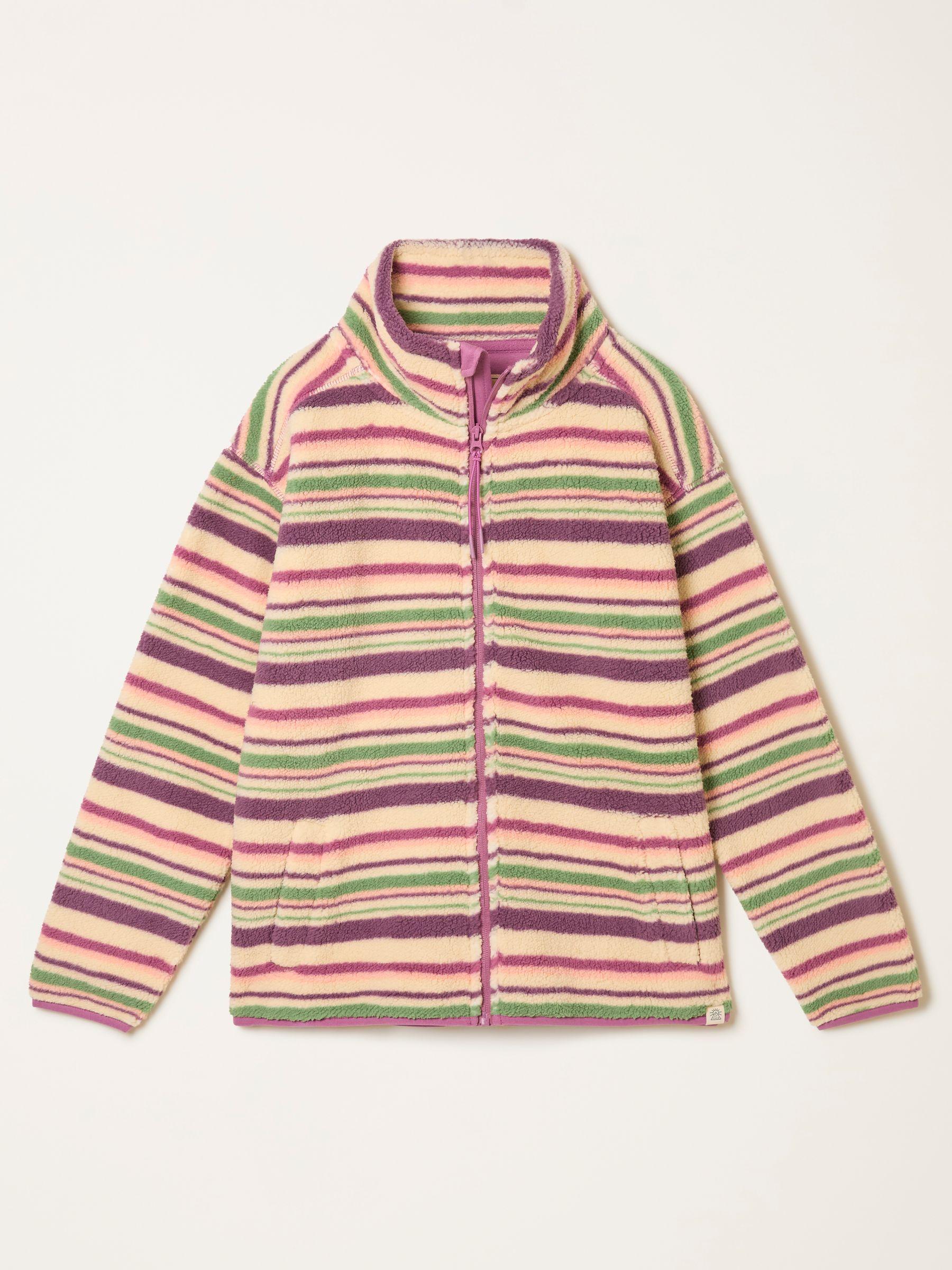 Libby Purple Stripe Zip Through Fleece by FAT FACE