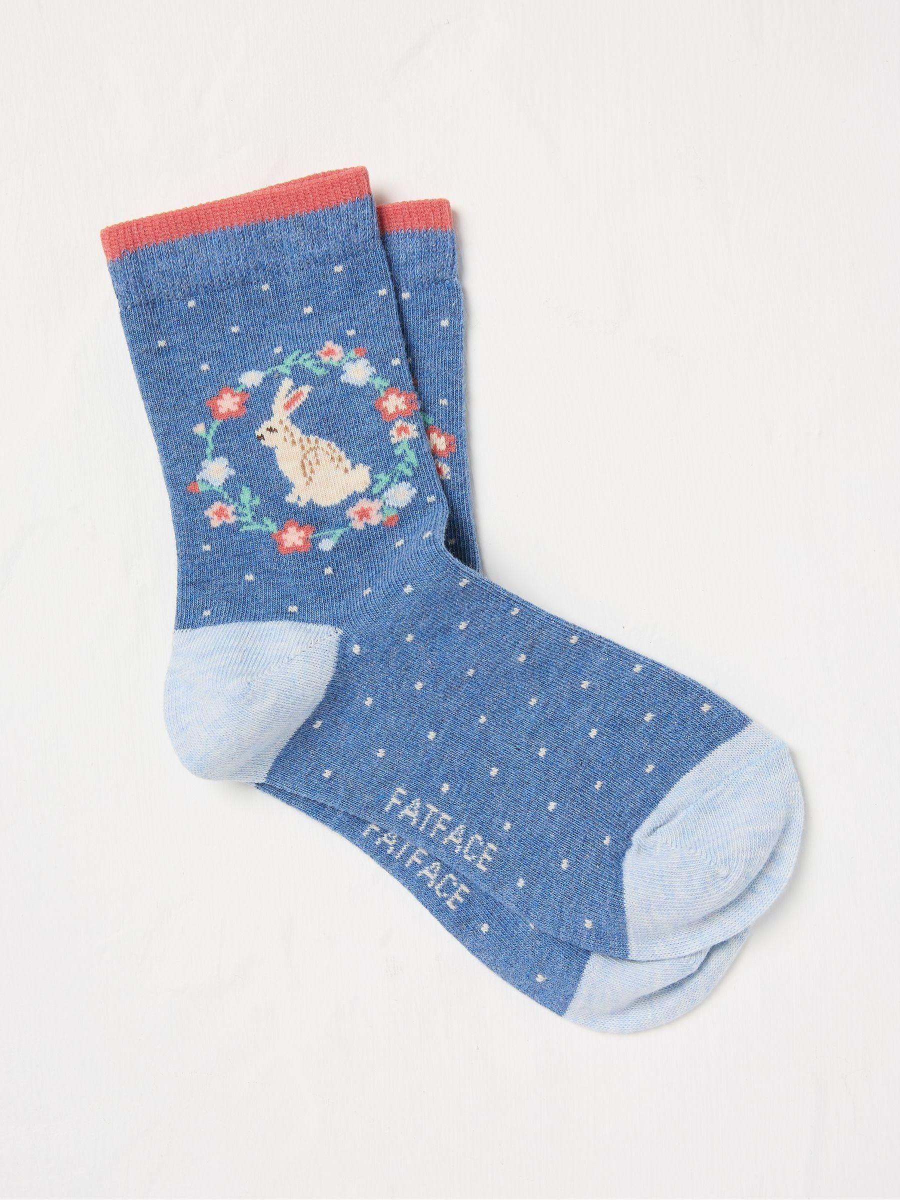 Light Blue Bunny Socks 1 Pack by FAT FACE