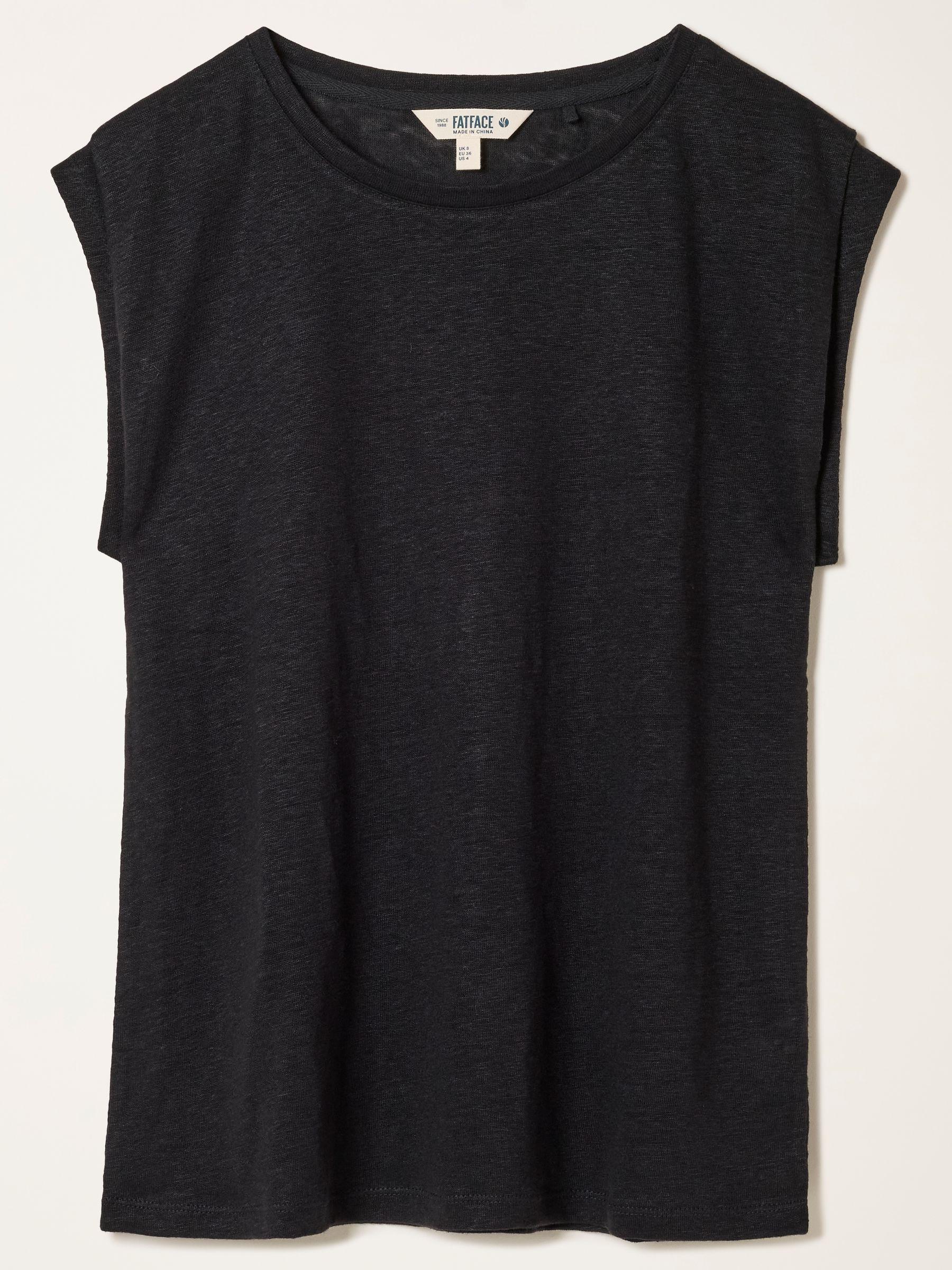 Lou Black Linen Tank by FAT FACE