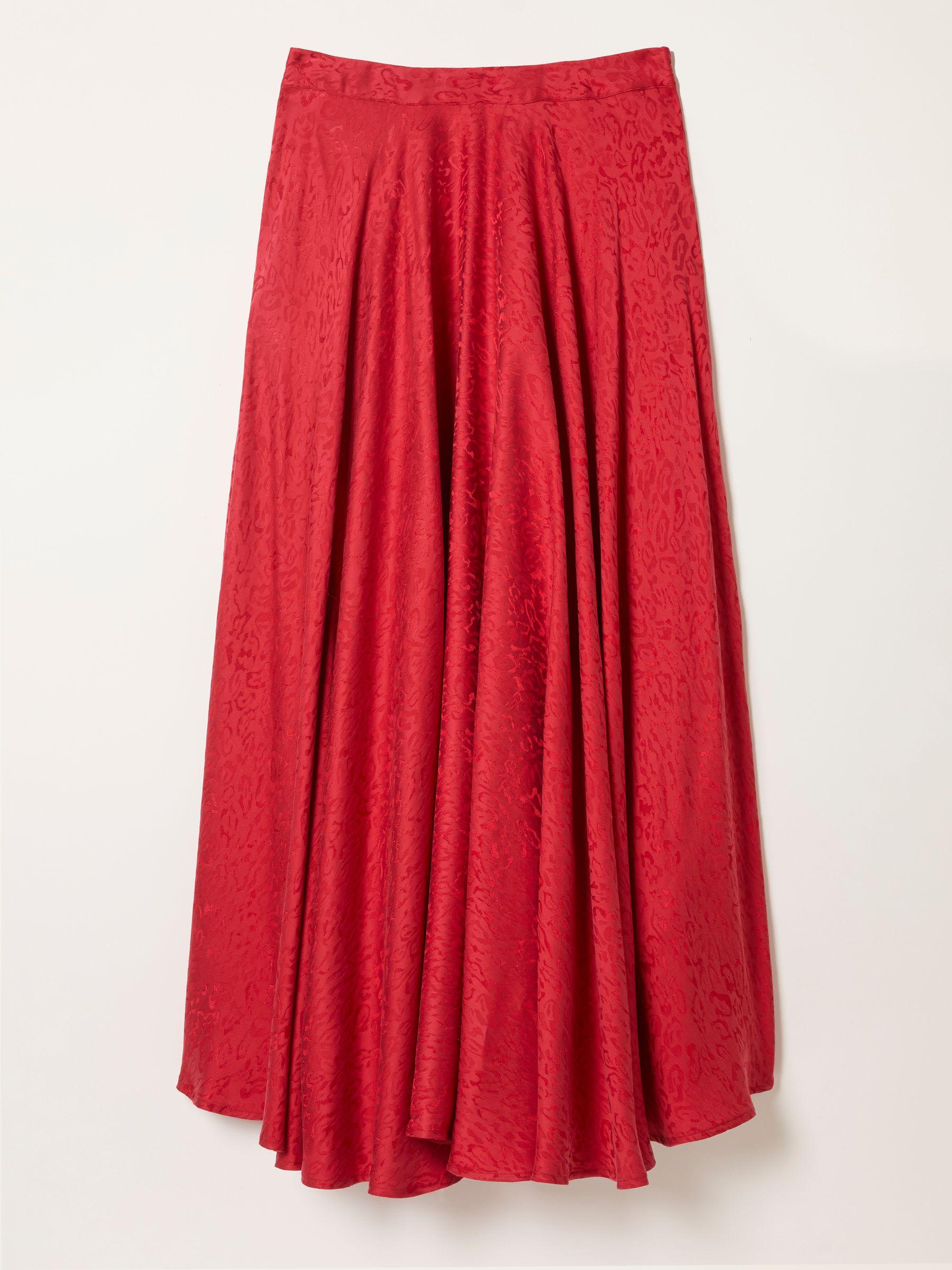 Malia Red Jacquard Midi Skirt by FAT FACE