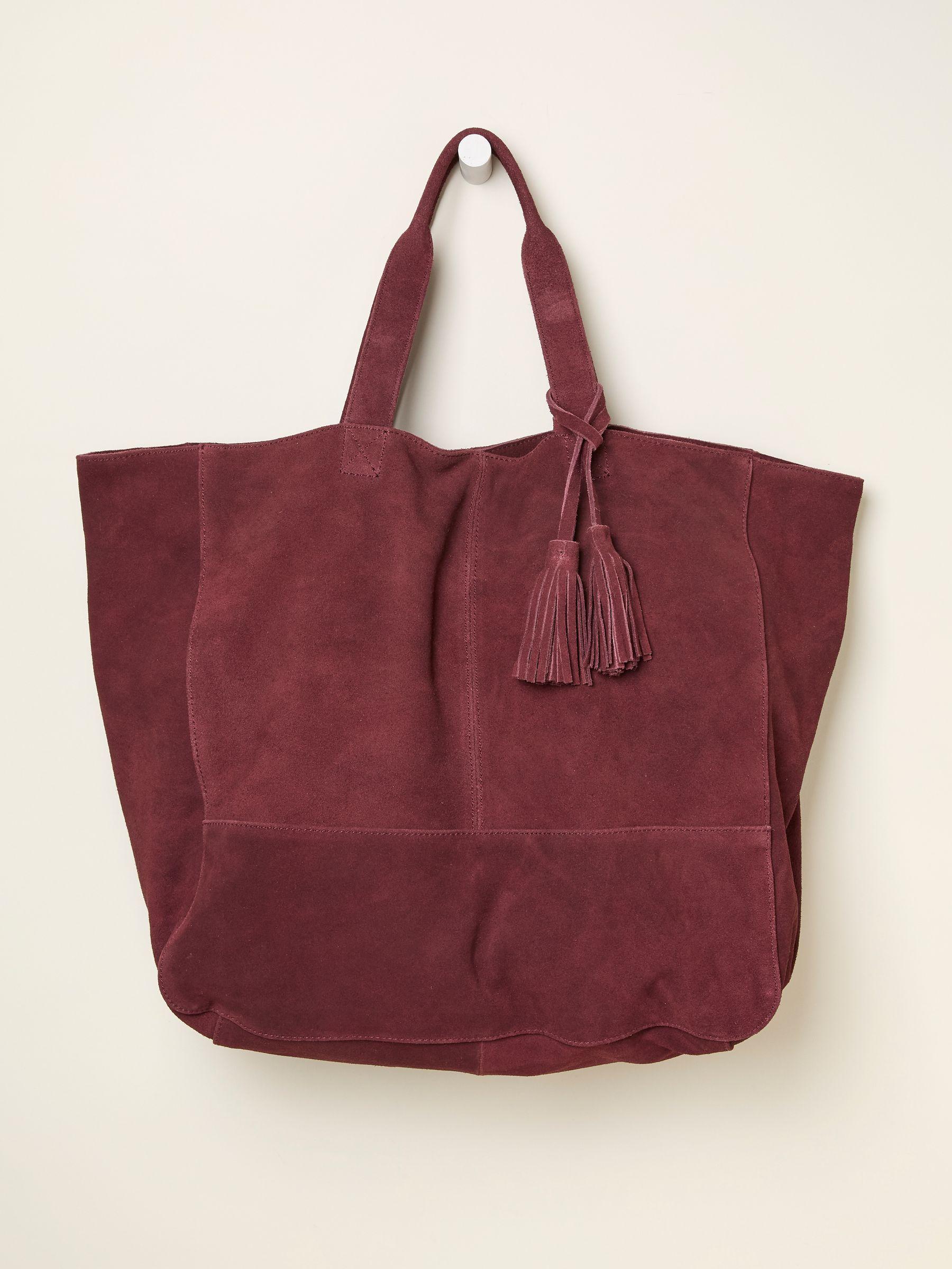 Margot Burgundy Red Suede Tote Bag by FAT FACE