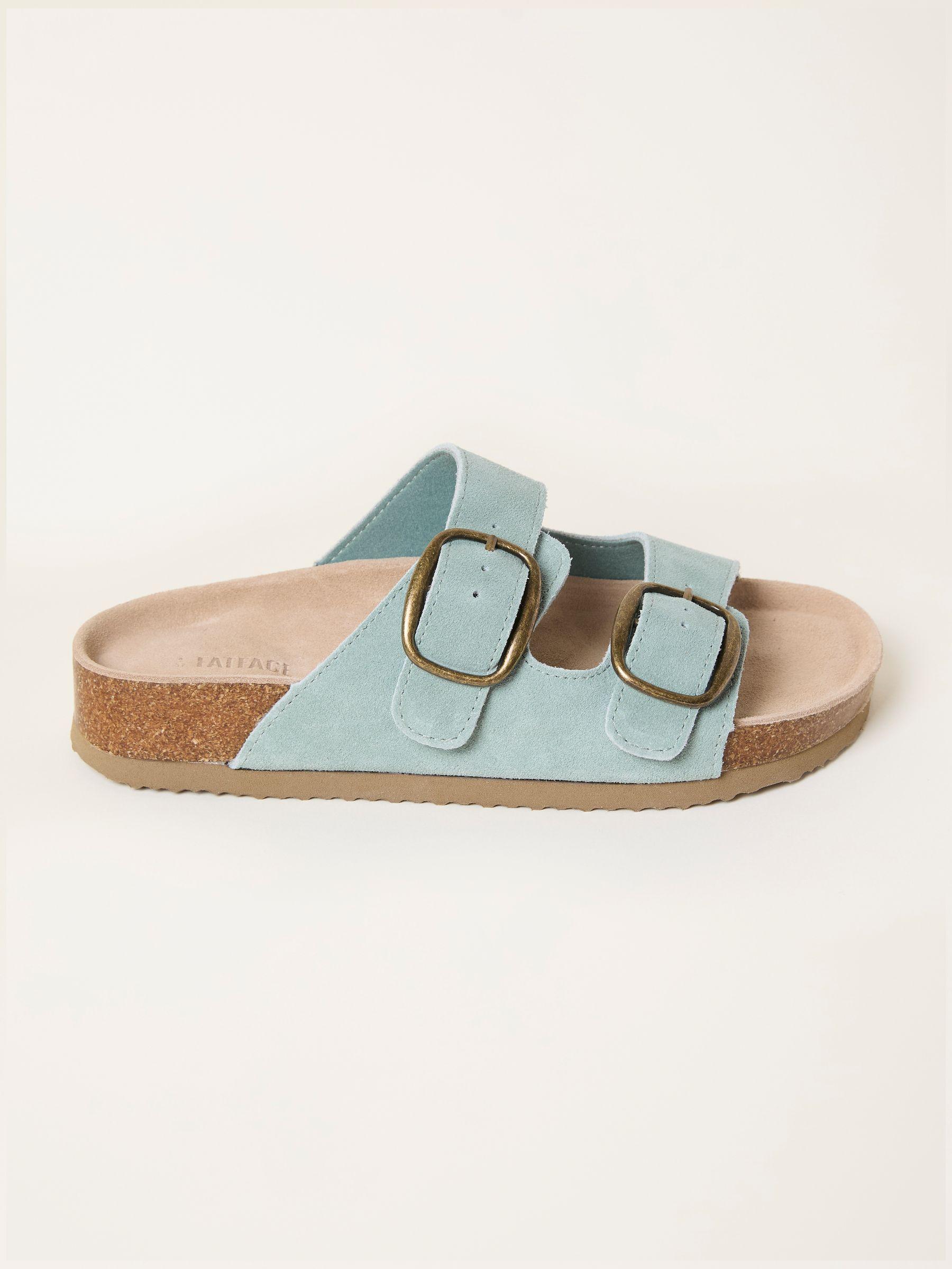 Meldon Green Haze Leather Footbed Sandal by FAT FACE