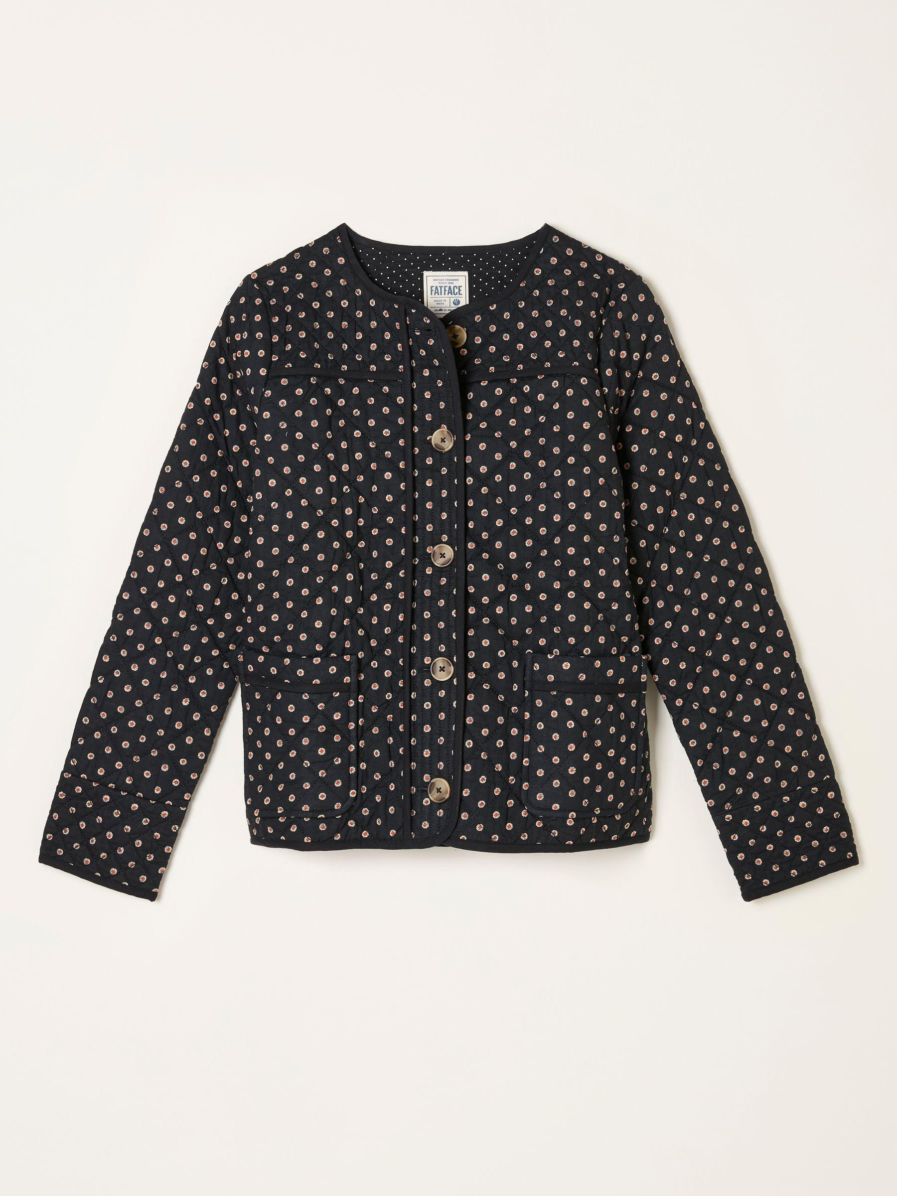 Mia Black Geo Quilted Jacket by FAT FACE