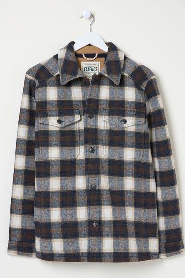 Milton Dark Brown Check Overshirt by FAT FACE