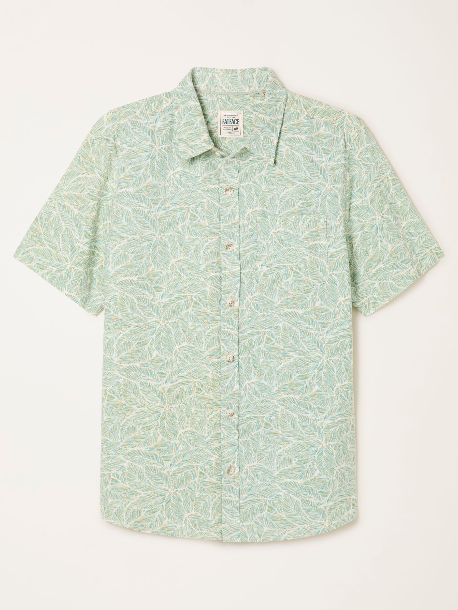 Mint Green Short Sleeve Leaf Print Shirt by FAT FACE