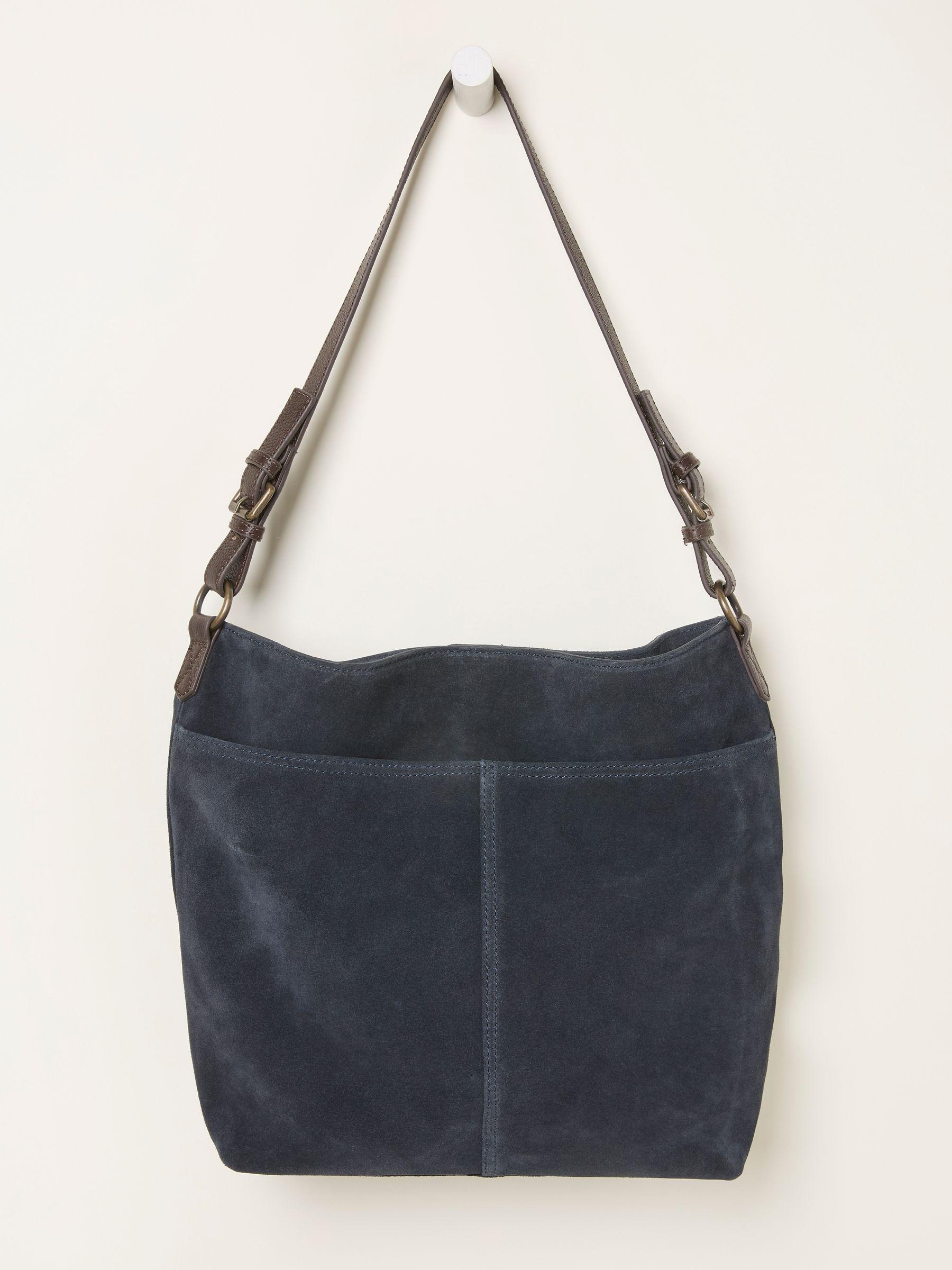 Molly Navy Blue Suede Shoulder Bag by FAT FACE