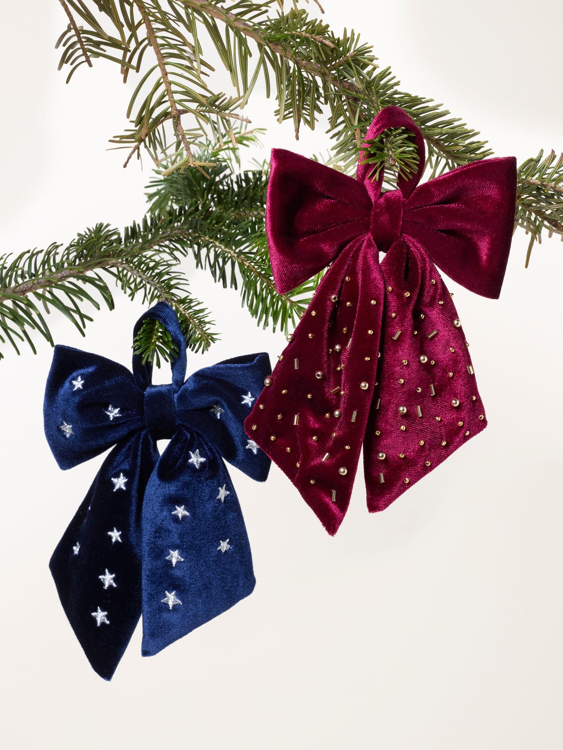 Multi 2 Pack Bow Christmas Decorations by FAT FACE