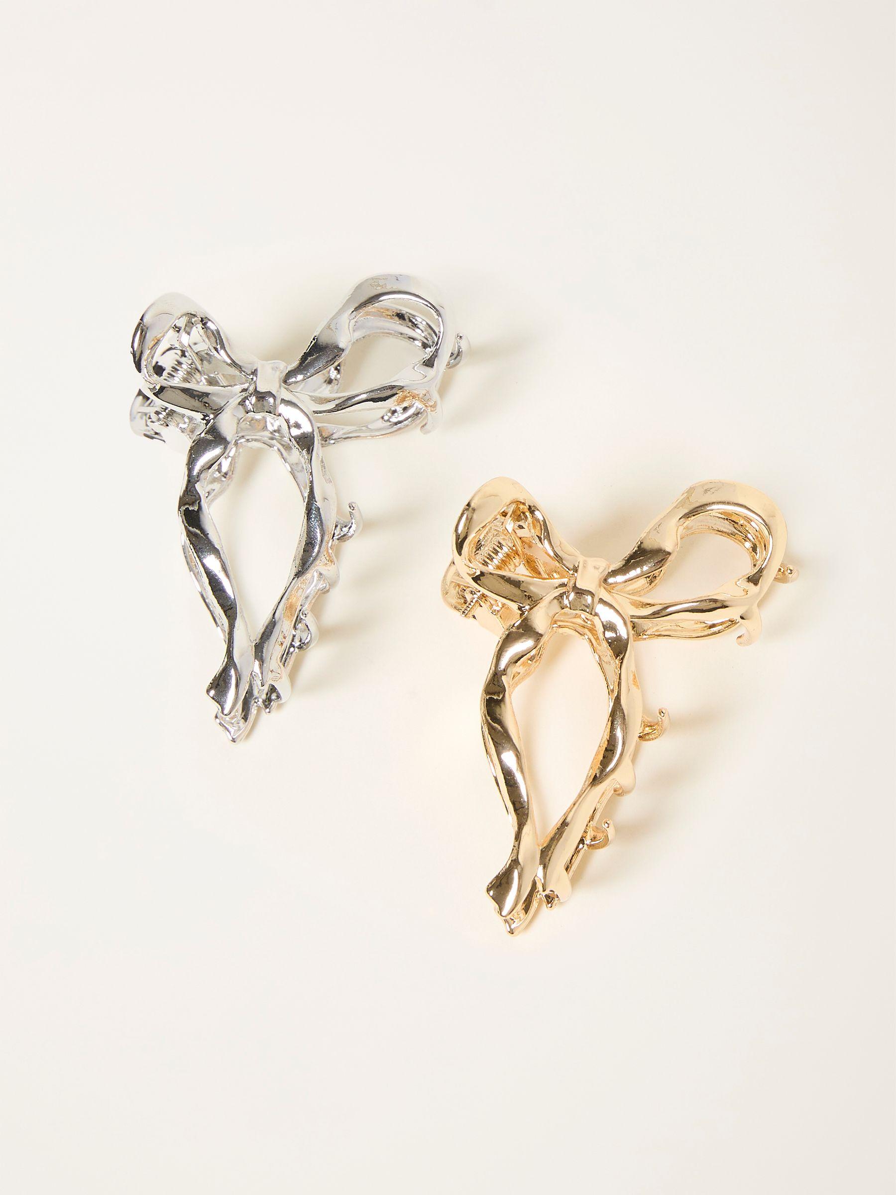 Multi 2 Pack Metal Bow Claw Clips by FAT FACE