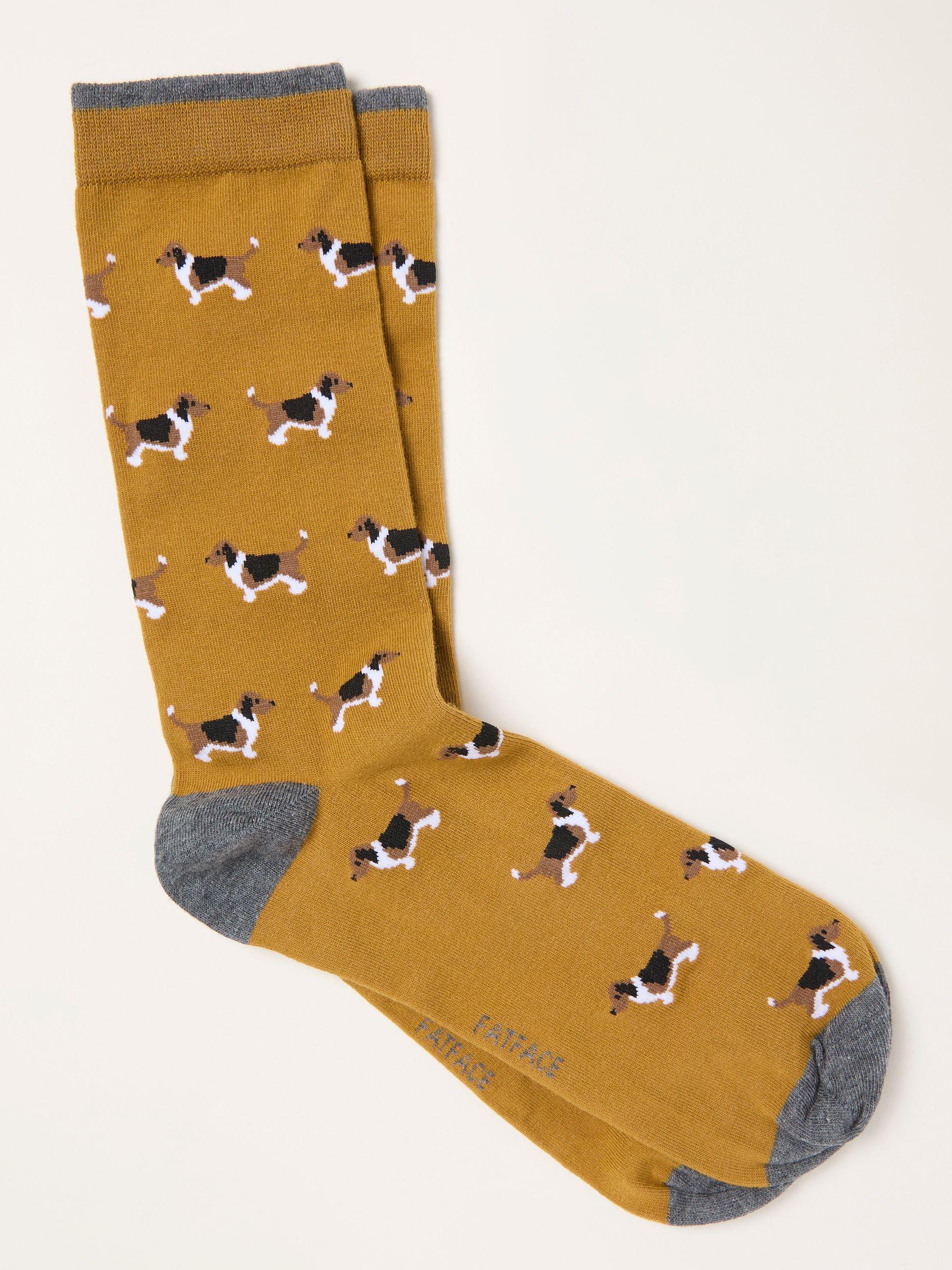 Mustard Yellow Dog Socks by FAT FACE