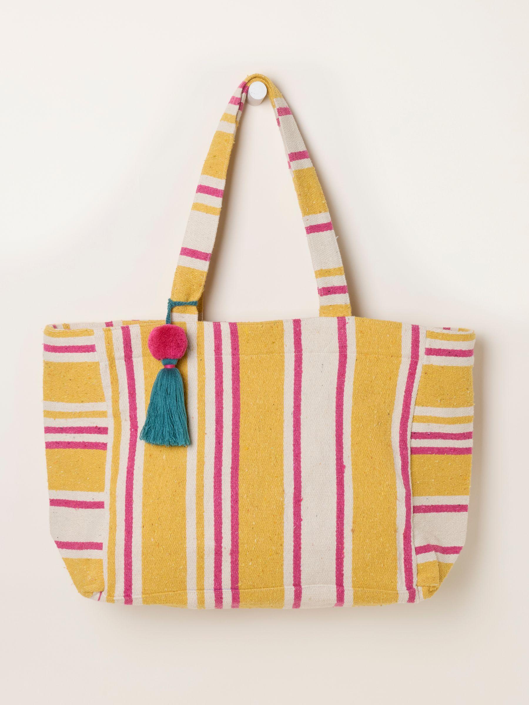 Mustard Yellow Stripe Beach Bag by FAT FACE