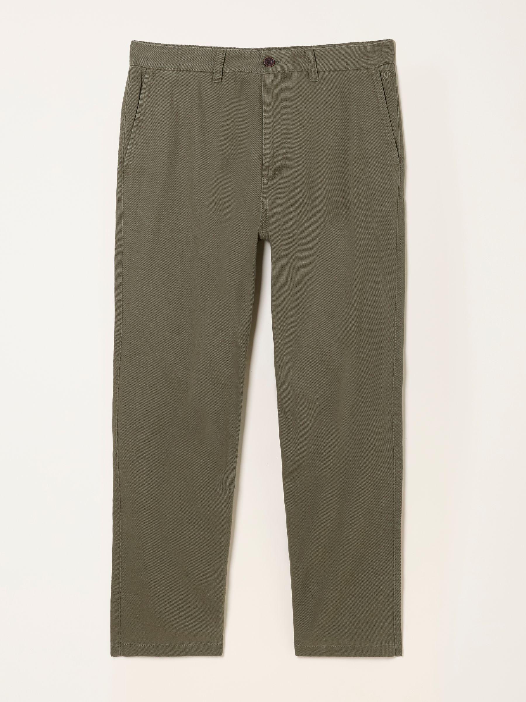 Mylor Khaki Green Tapered Twill Trousers by FAT FACE