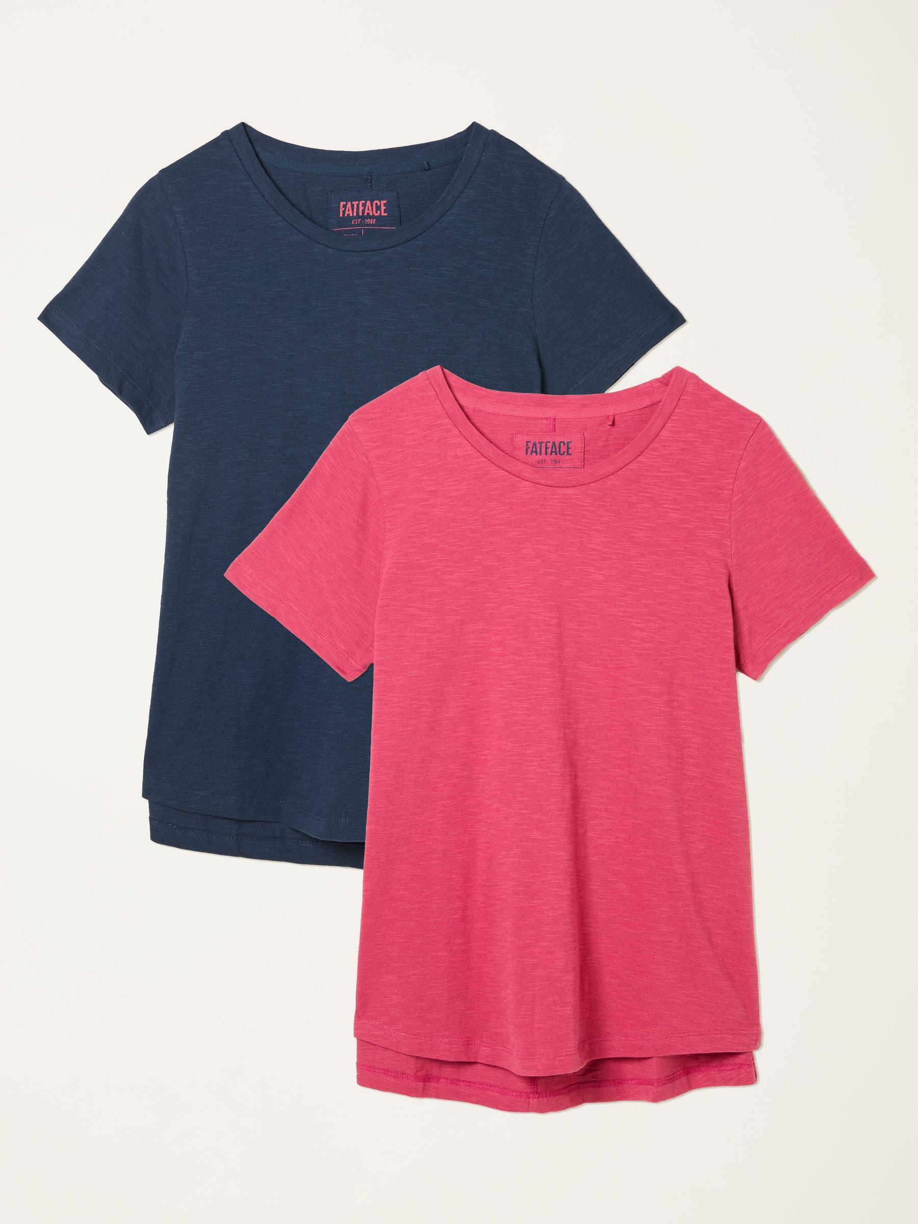 Natalie Fuchsia Pink/Navy Blue 2 Pack T Shirt by FAT FACE
