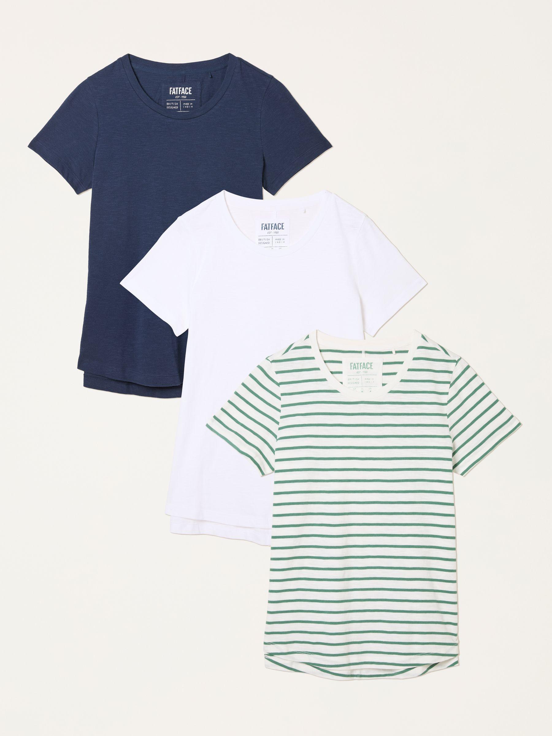 Natalie Green/Navy/Ivory 3 Pack T Shirt by FAT FACE
