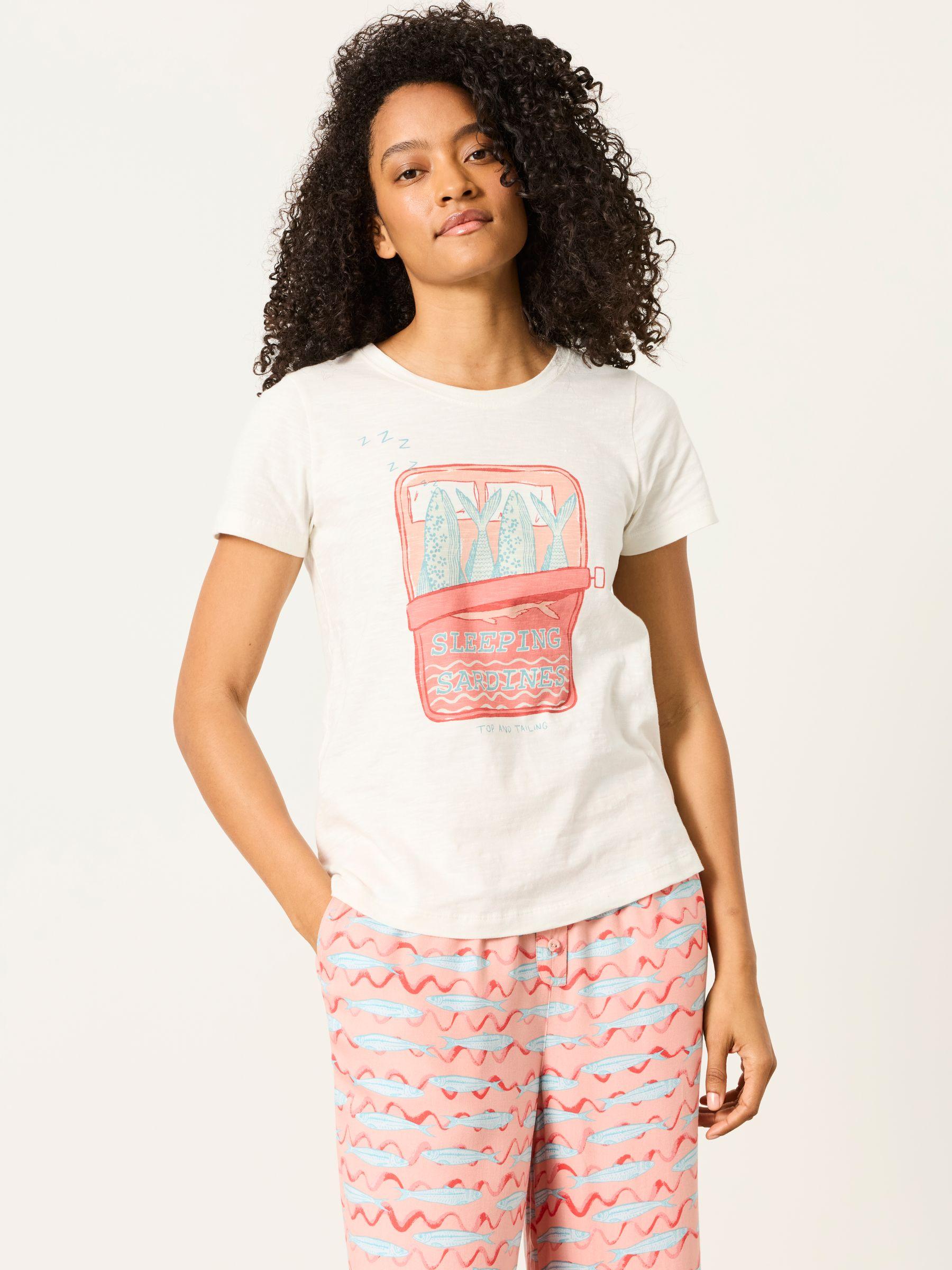 Natalie Ivory Sardines Jersey Pyjama Tee by FAT FACE