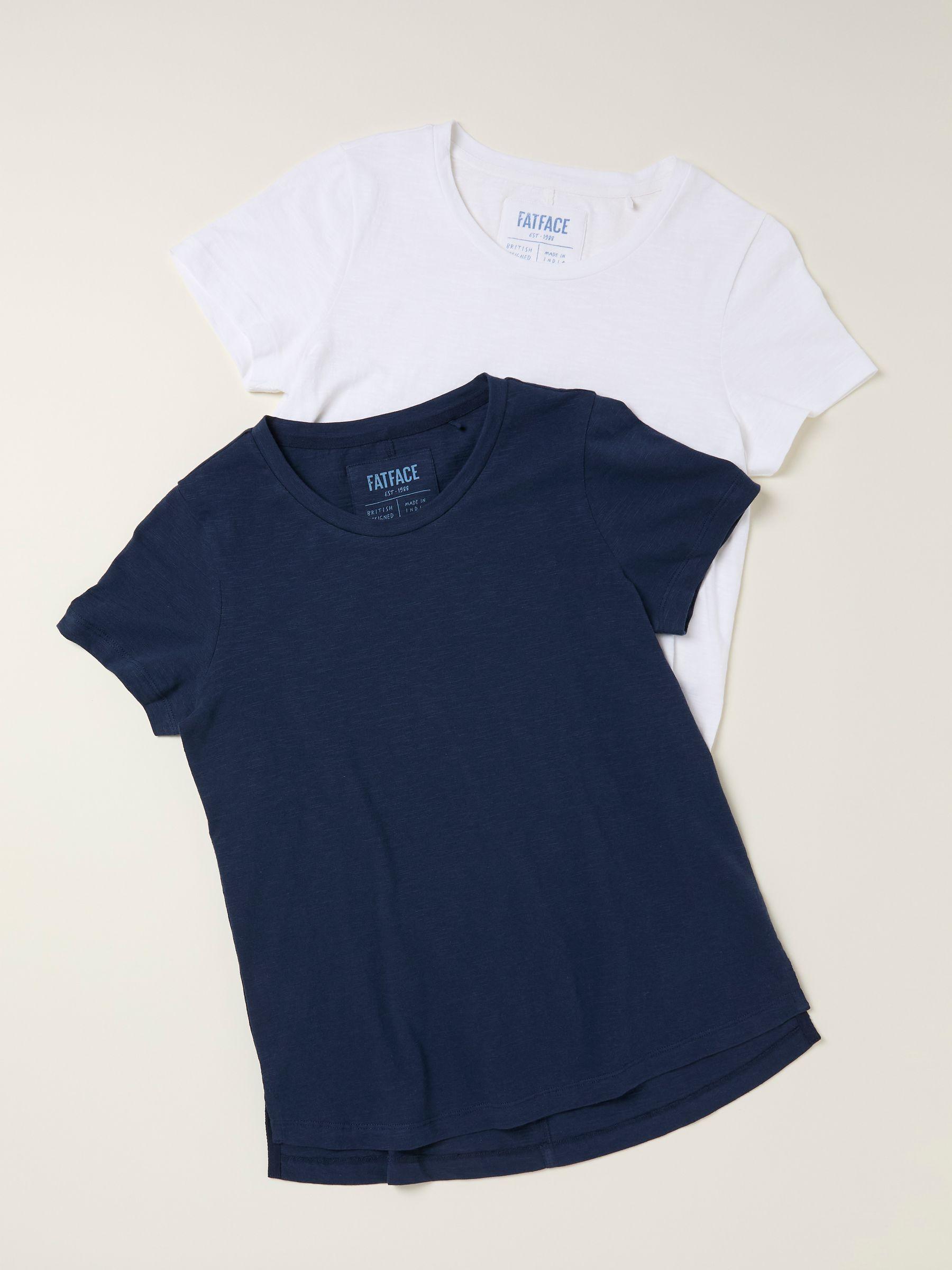 Natalie Light Blue/White 2 Pack Plain and Stripe T-Shirts by FAT FACE