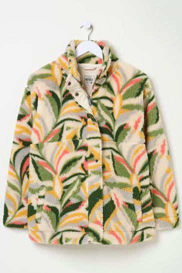 Natural Jungle Leaves Fleece Jacket by FAT FACE