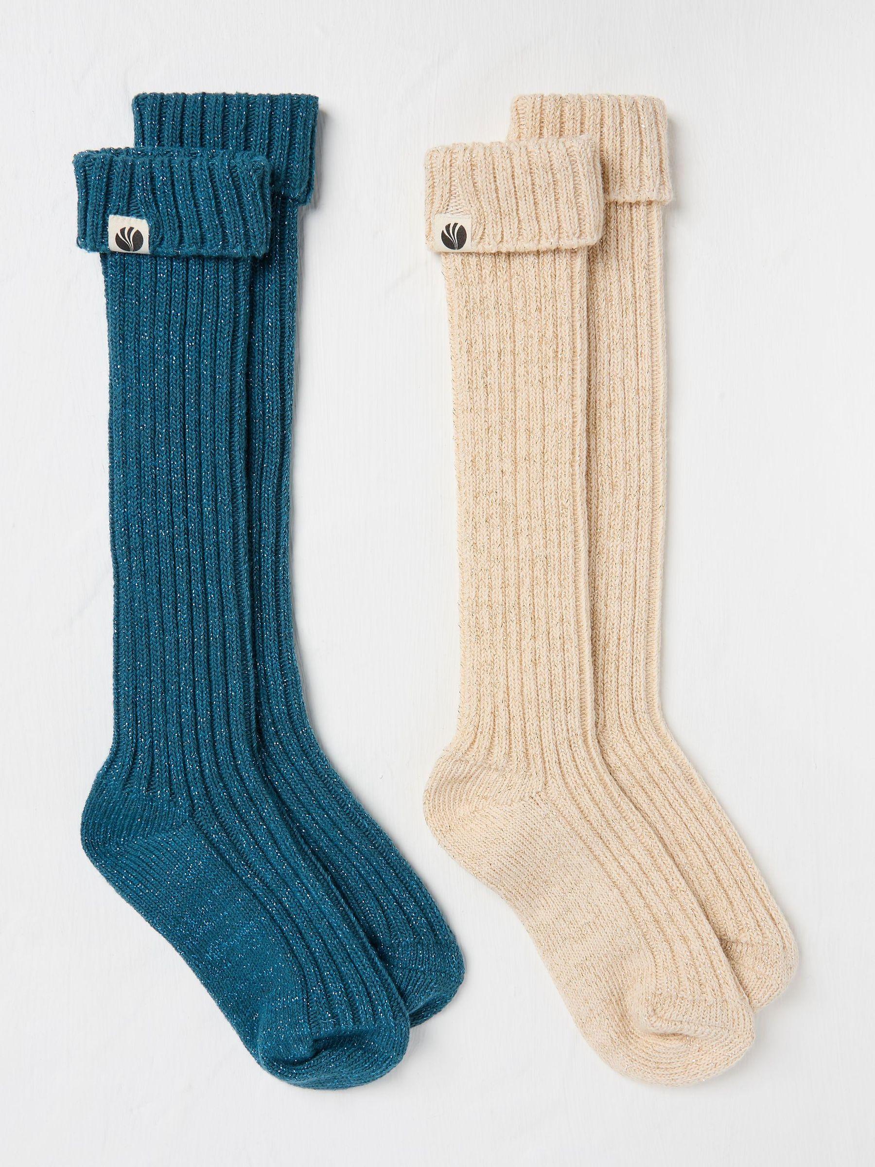 Natural Knee Socks 2 Pack by FAT FACE