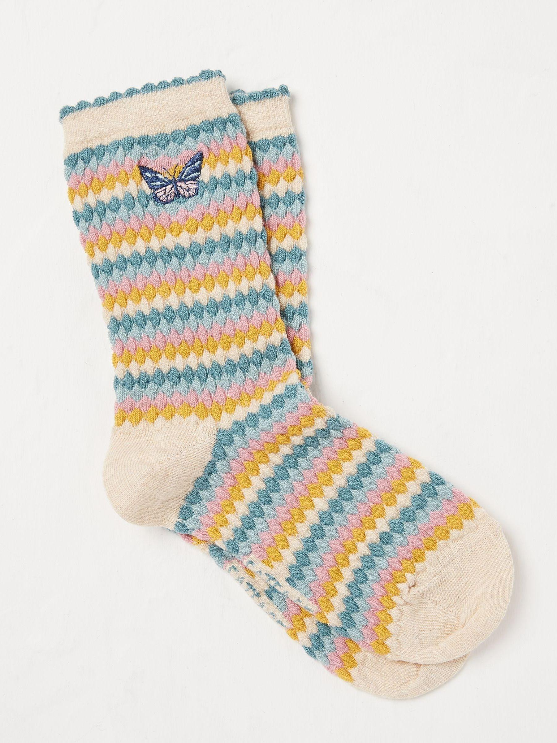 Natural Textured Butterfly Socks 1 Pack by FAT FACE