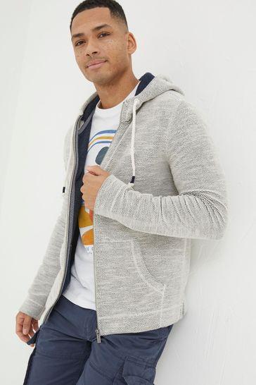 Natural Woolacombe Zip Through Hoodie by FAT FACE