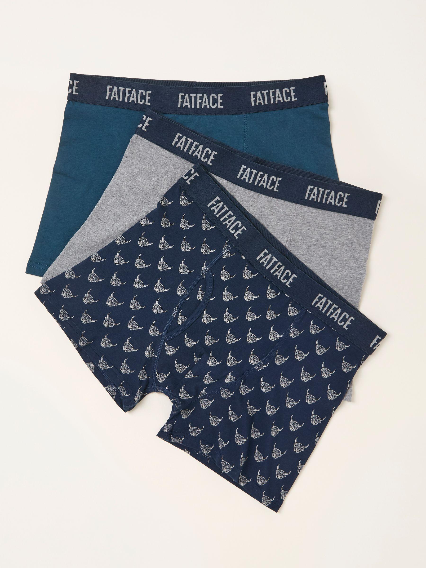 Navy 3 Pack Highland Cow Boxers by FAT FACE