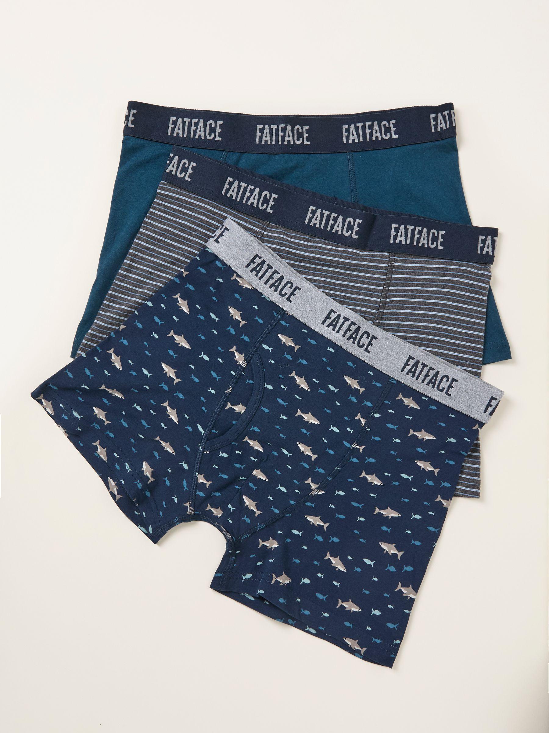 Navy 3 Pack Shark Boxers by FAT FACE