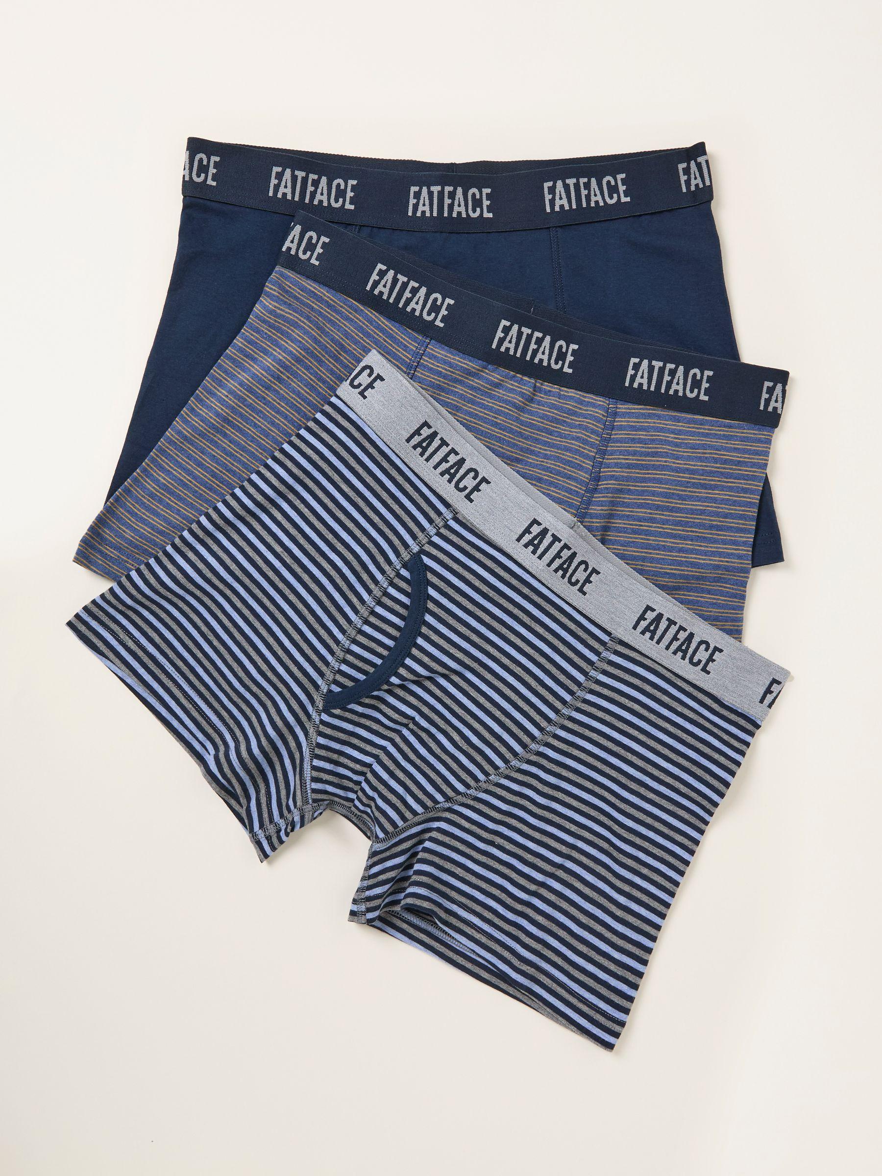Navy 3 Pack Stripe Boxers by FAT FACE