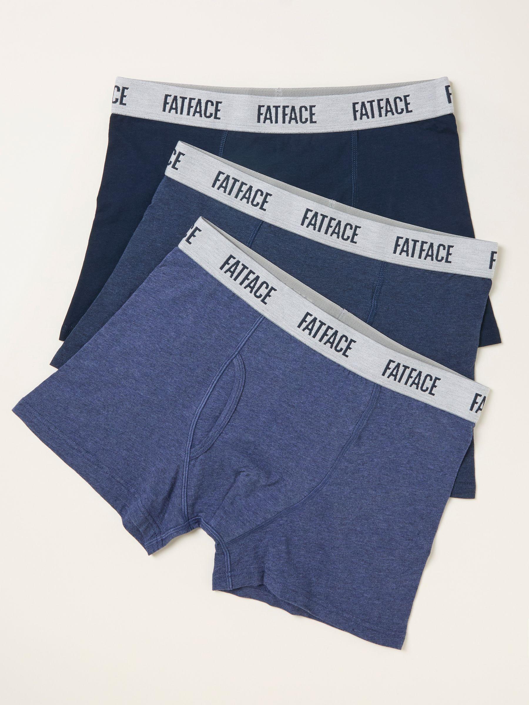 Navy 3 Pairs of Plain Boxers by FAT FACE