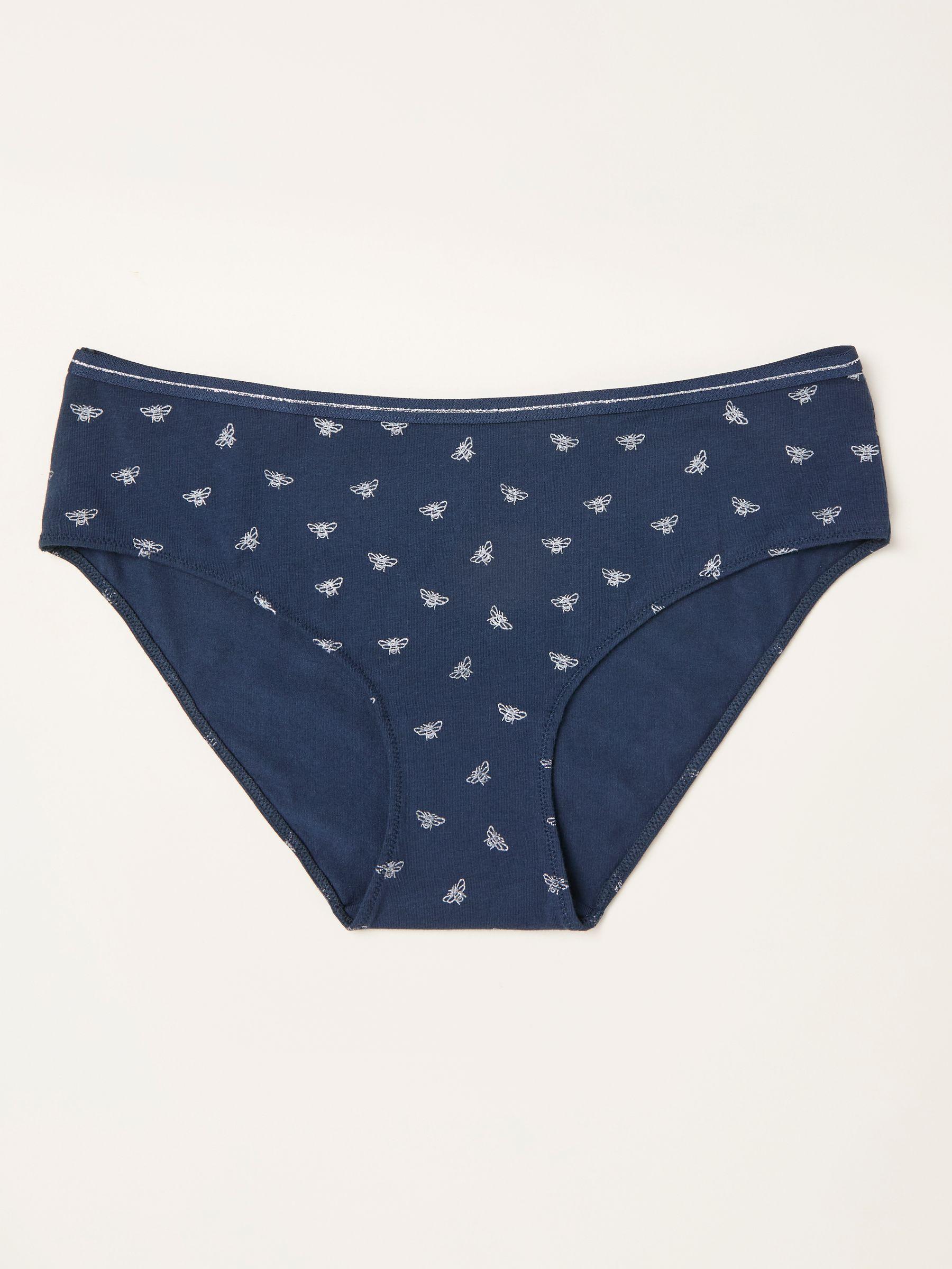 Navy Bee Foil Classic Knickers by FAT FACE