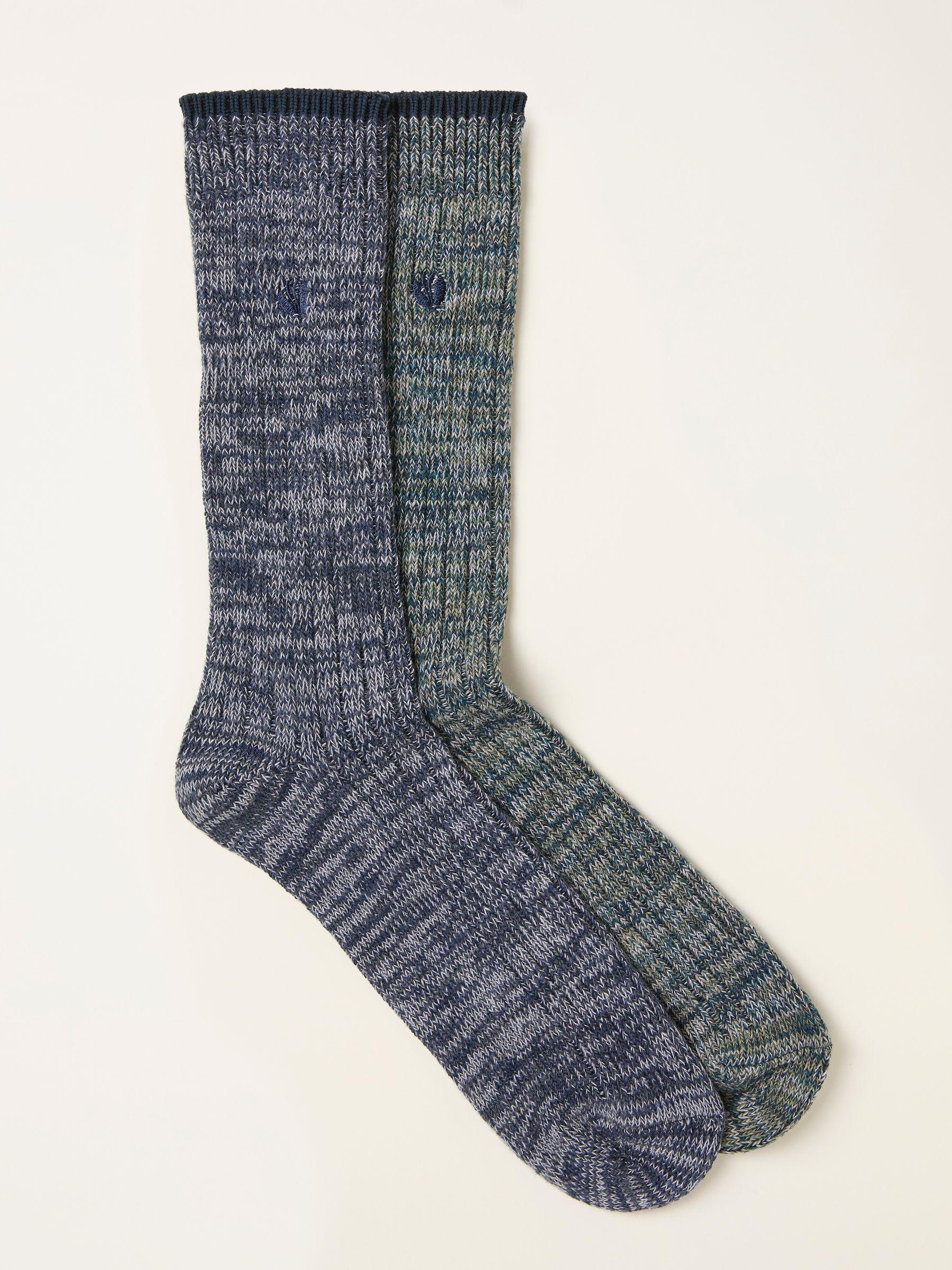 Navy Blue 2 Pairs of Boot Socks by FAT FACE