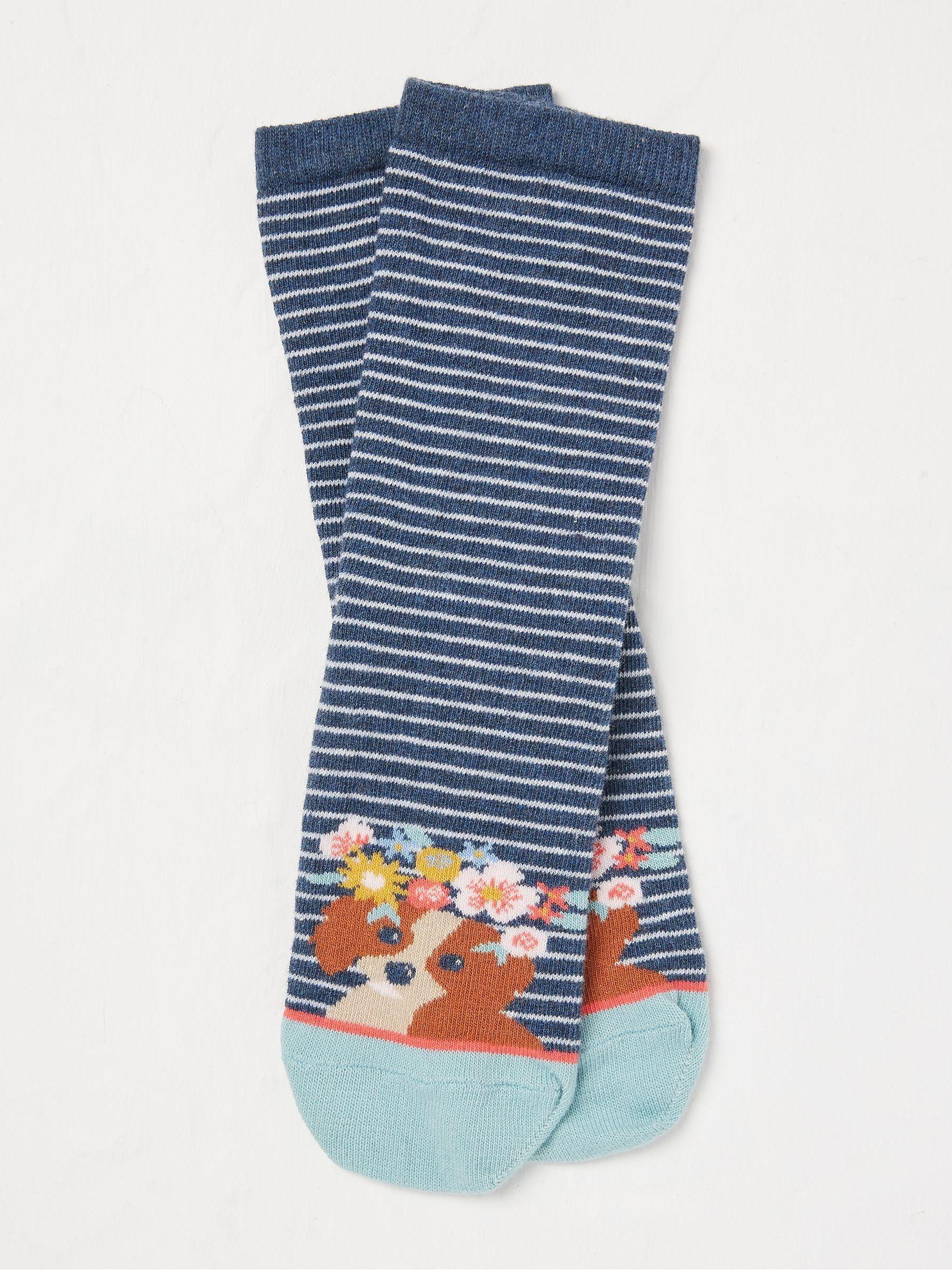 Navy Blue Floral Dog Kids' Socks 1 Pack by FAT FACE