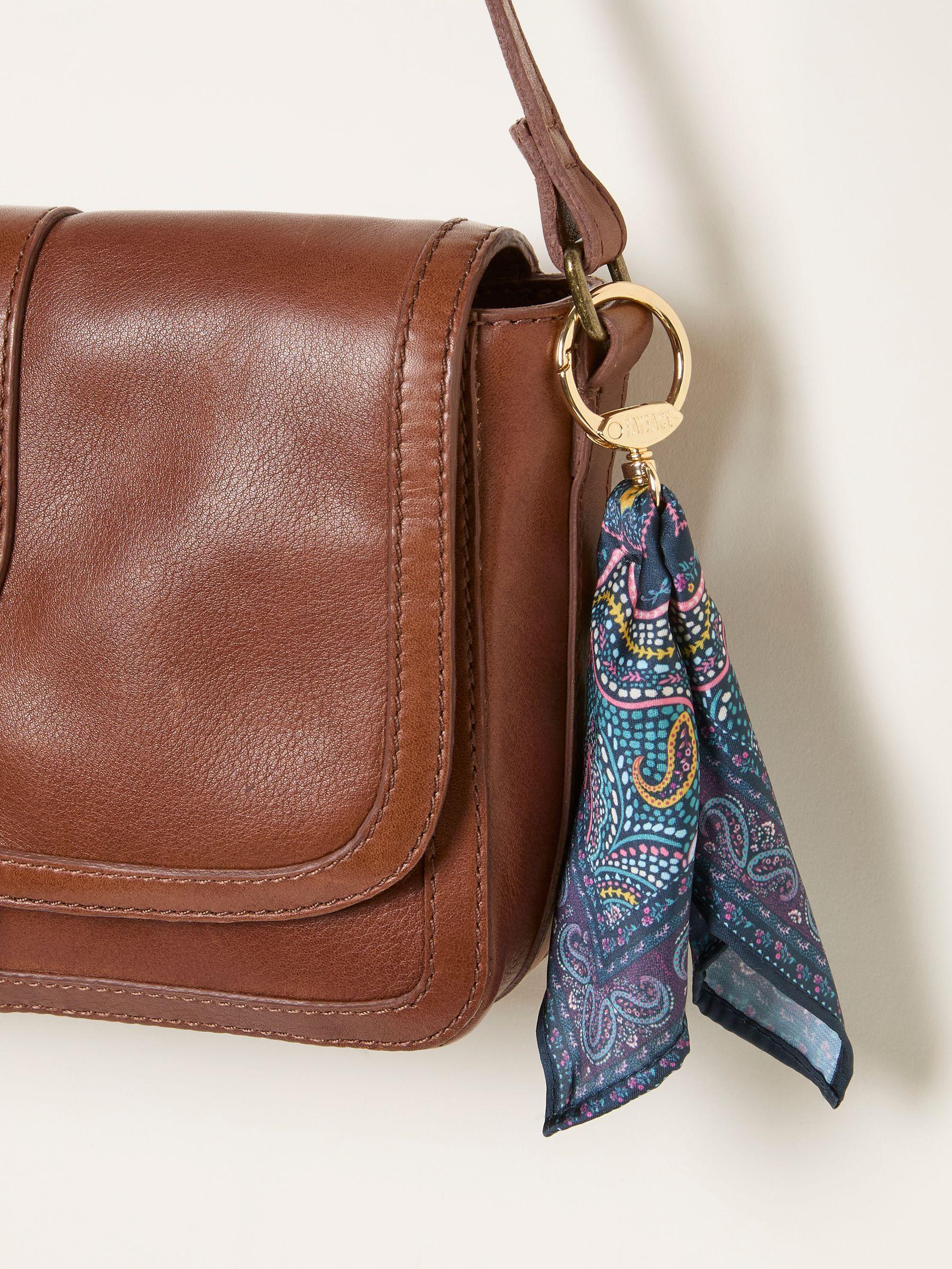Navy Blue Mosaic Satin Bag Charm Keyring by FAT FACE