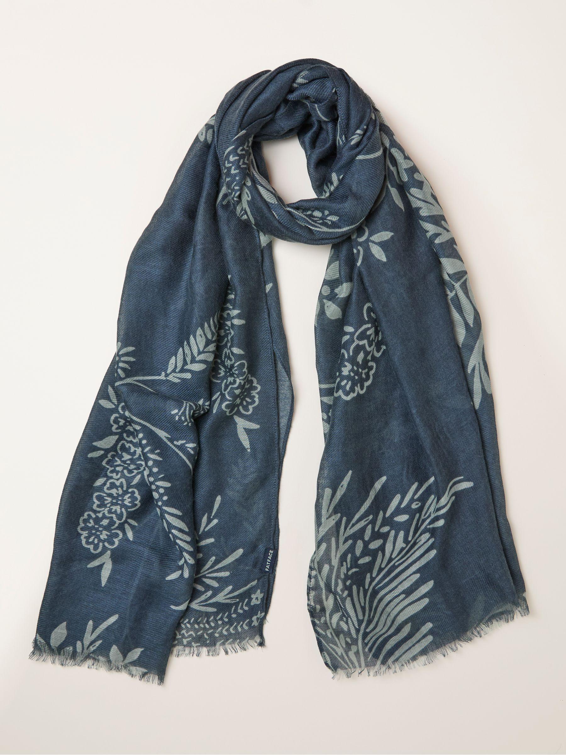 Navy Blue Summer Meadow Printed Scarf by FAT FACE