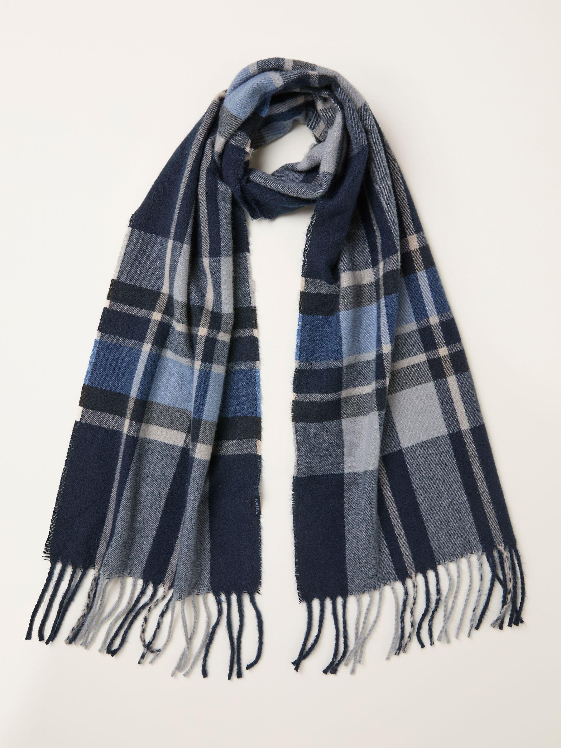 Navy Check Scarf by FAT FACE