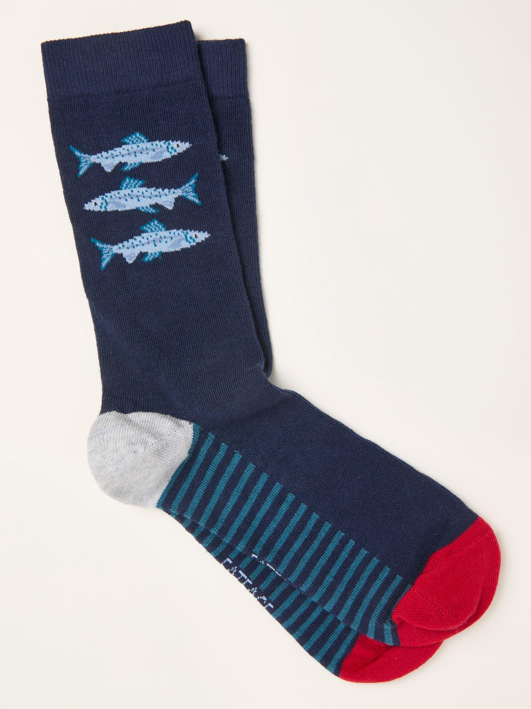 Navy Fish Socks by FAT FACE