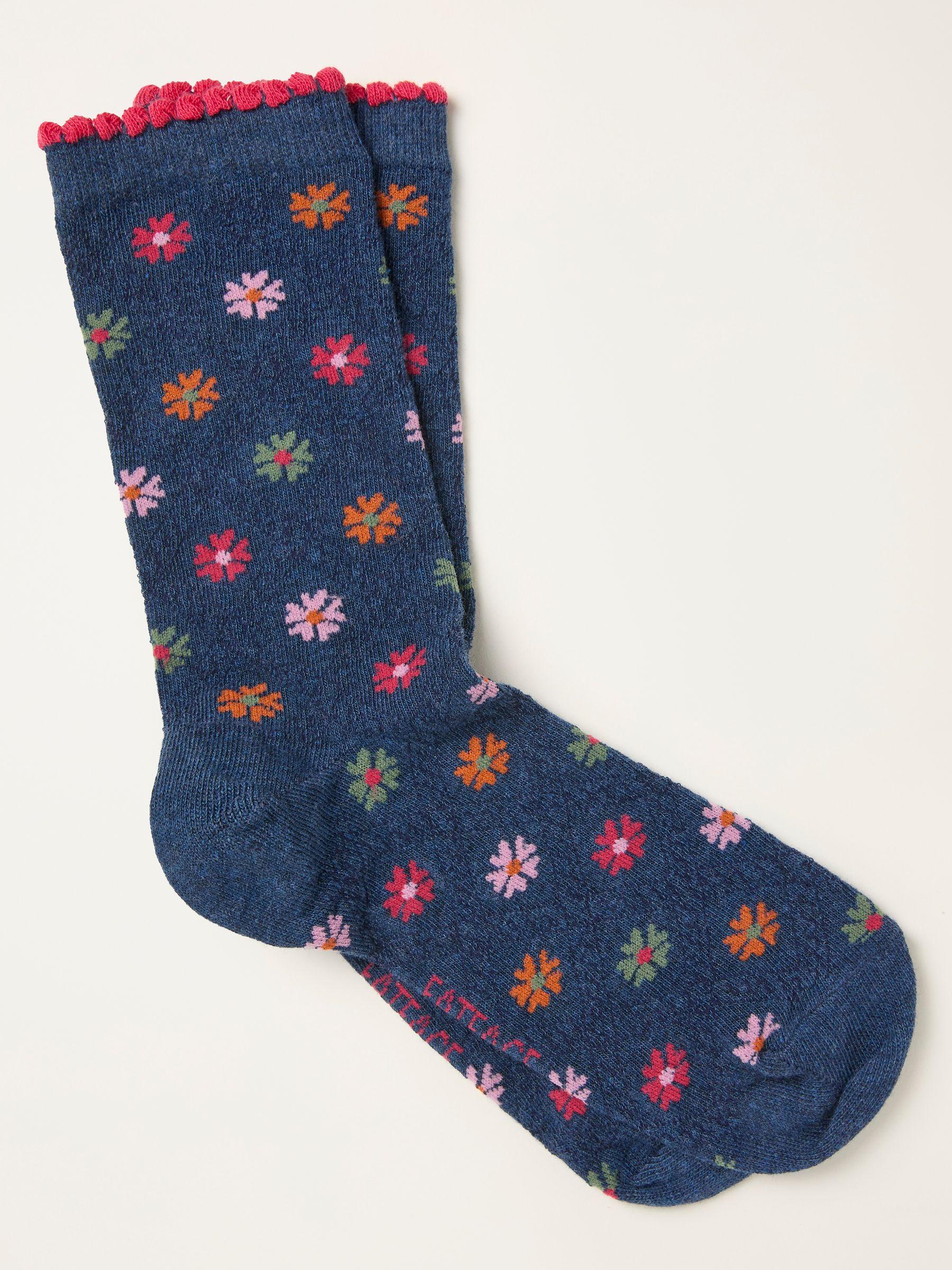 Navy Floral Socks by FAT FACE