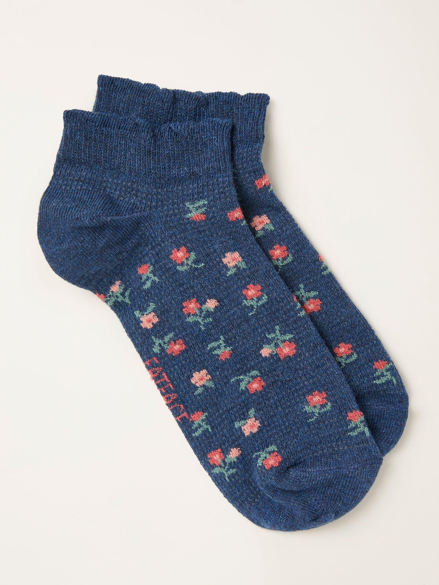 Navy Floral Trainer Socks by FAT FACE