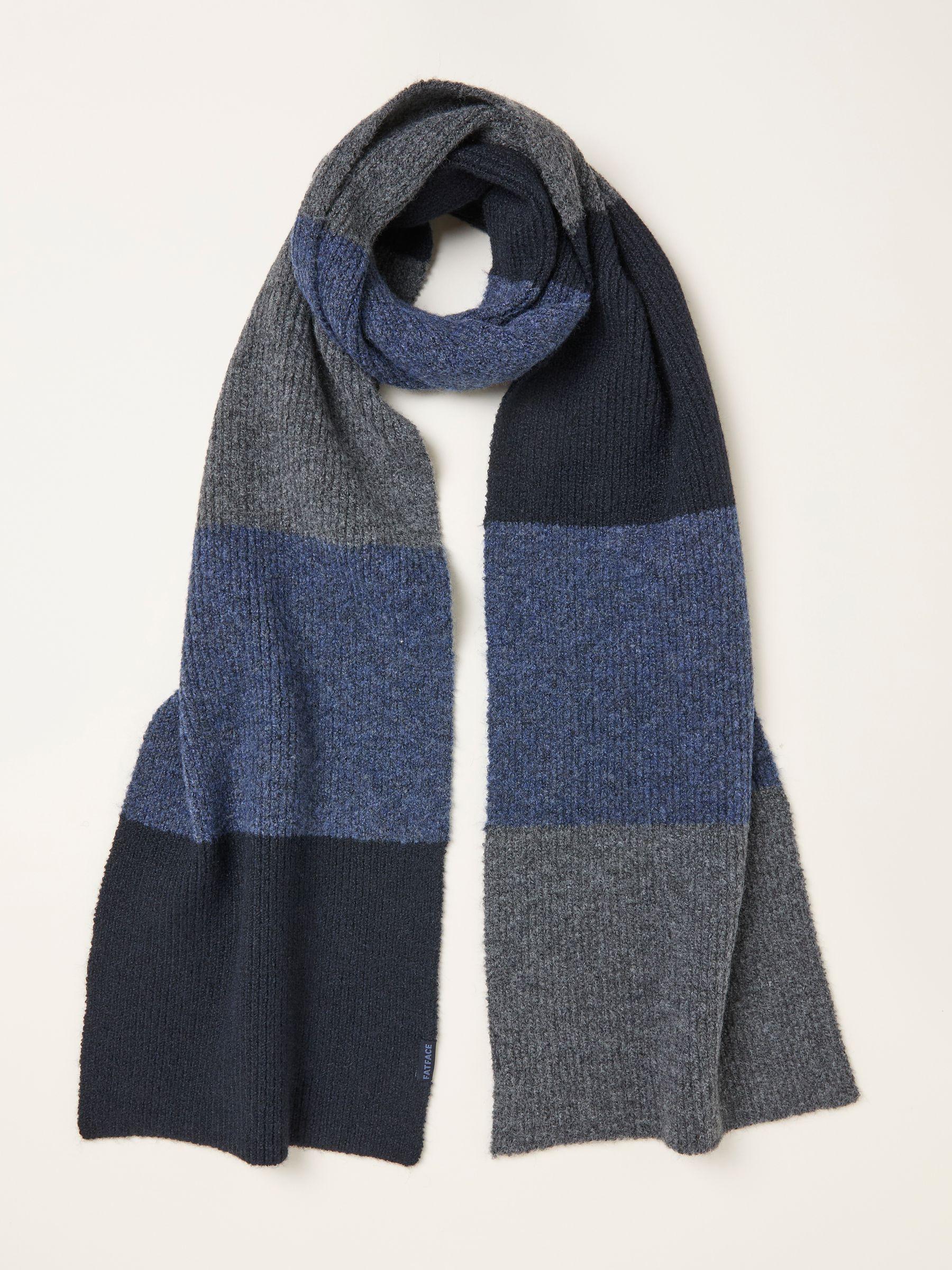 Navy Leo Colourblock Scarf by FAT FACE