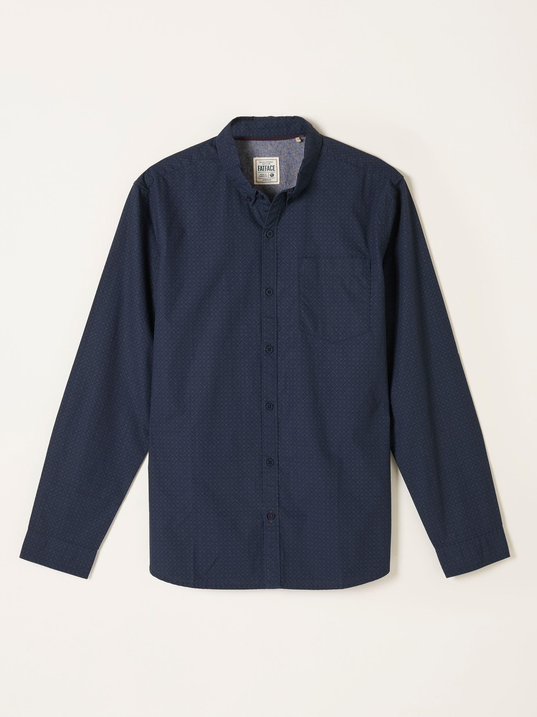 Navy Long Sleeve Geo Print Shirt by FAT FACE