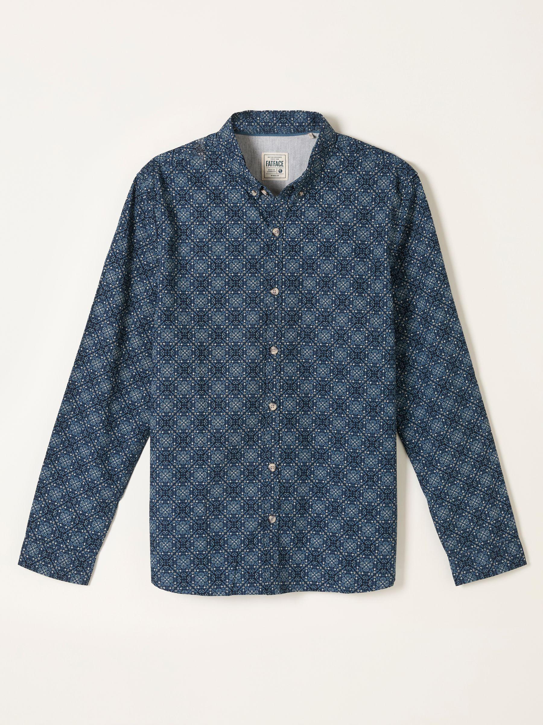 Navy Long Sleeve Tile Print Shirt by FAT FACE