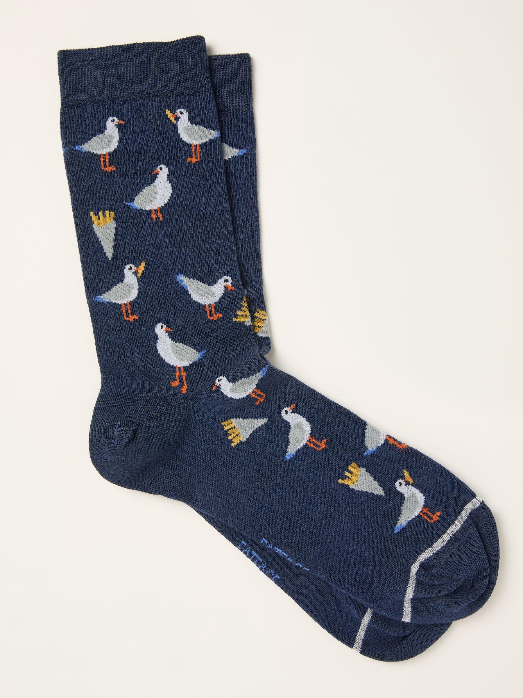 Navy Seagull Socks by FAT FACE