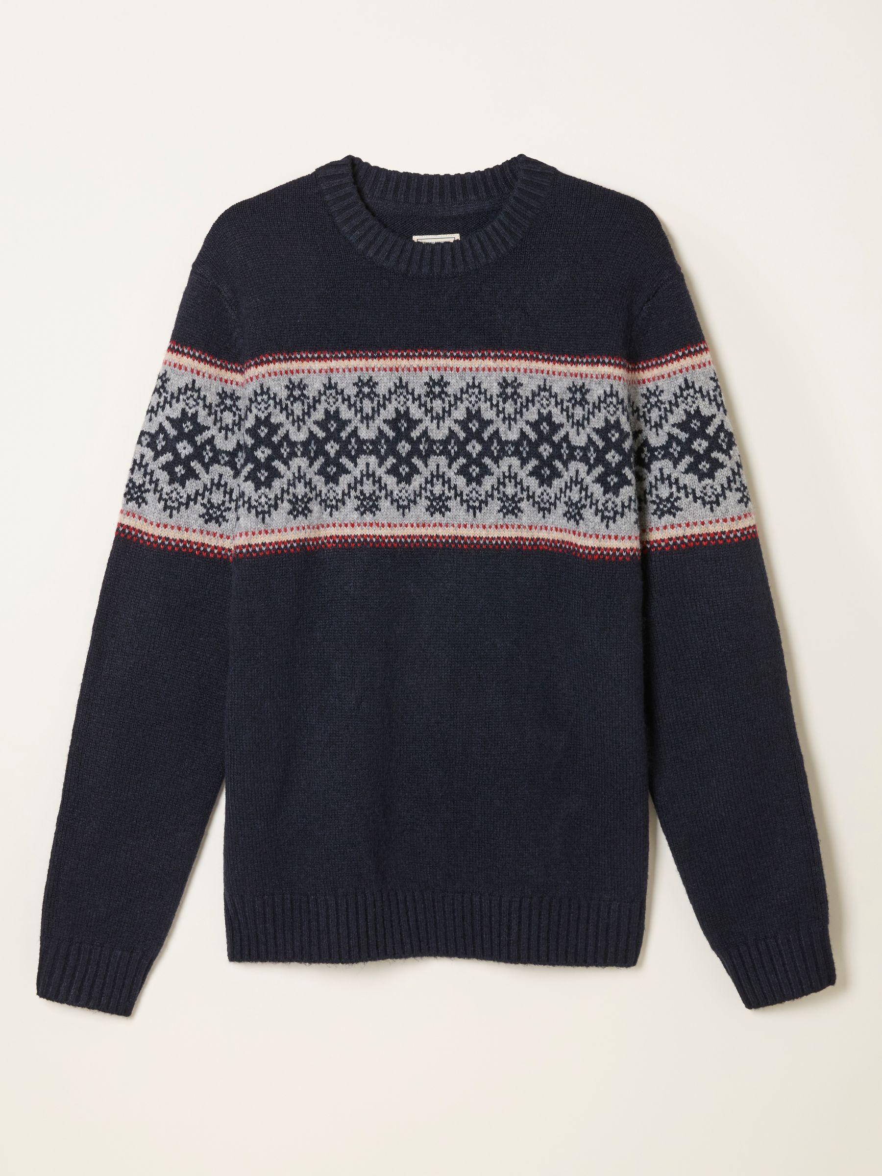 Navy Snowflake Fairisle Knitted Crew Neck Jumper by FAT FACE