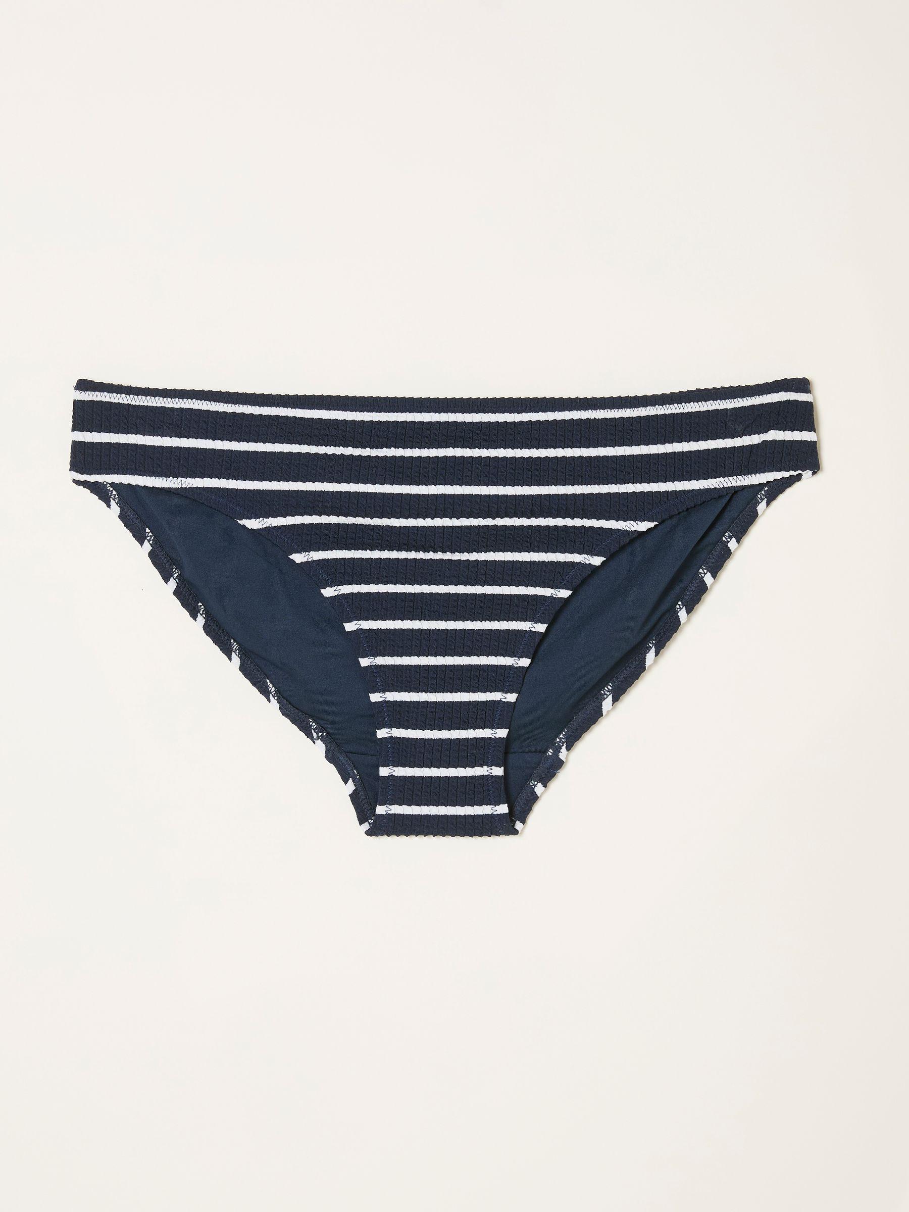 Navy Texured Breton Stripe Bikini Bottom by FAT FACE