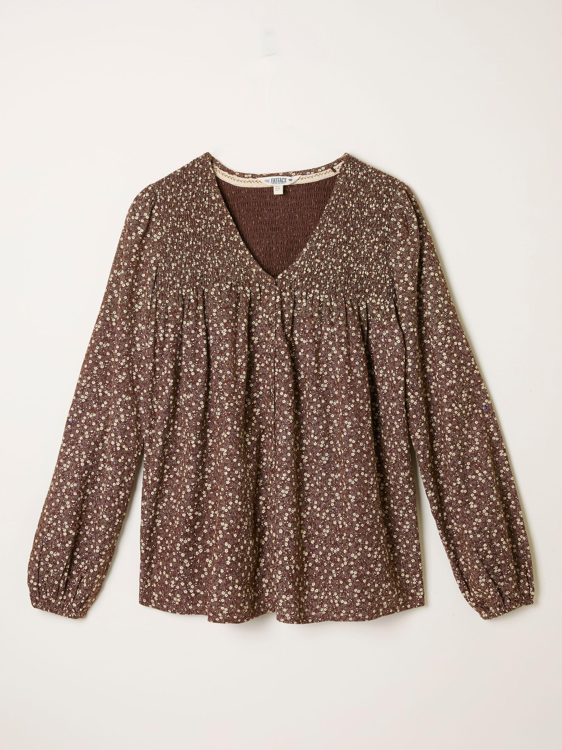 Nessie Brown Ditsy Regular Blouse by FAT FACE