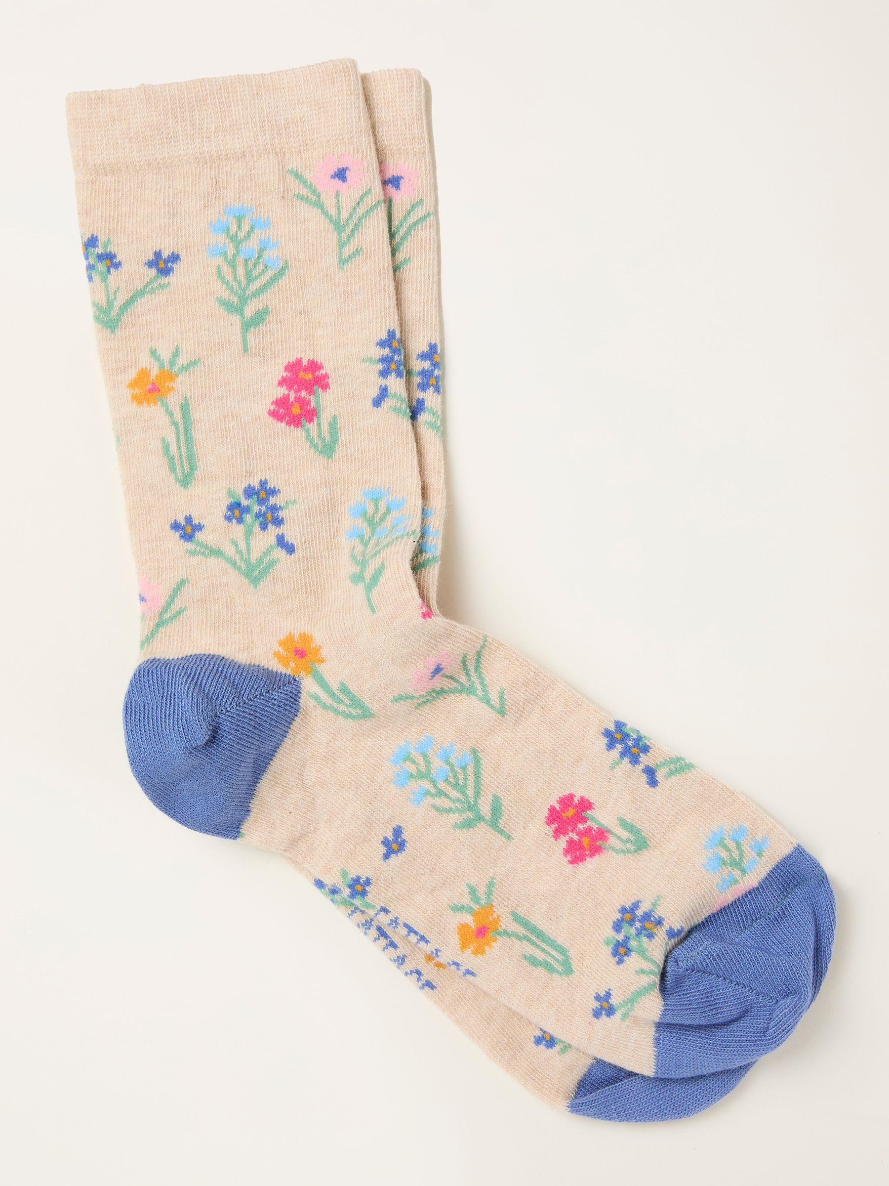 Oatmeal Floral Socks by FAT FACE