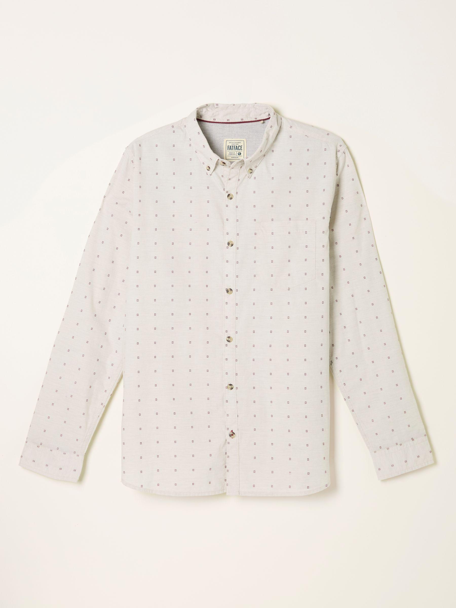 Oatmeal Long Sleeve Dobby Pattern Shirt by FAT FACE