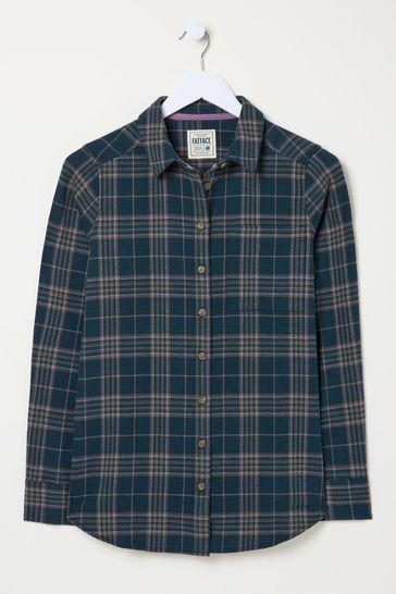 Olivia Navy 100% Cotton Check Shirt by FAT FACE