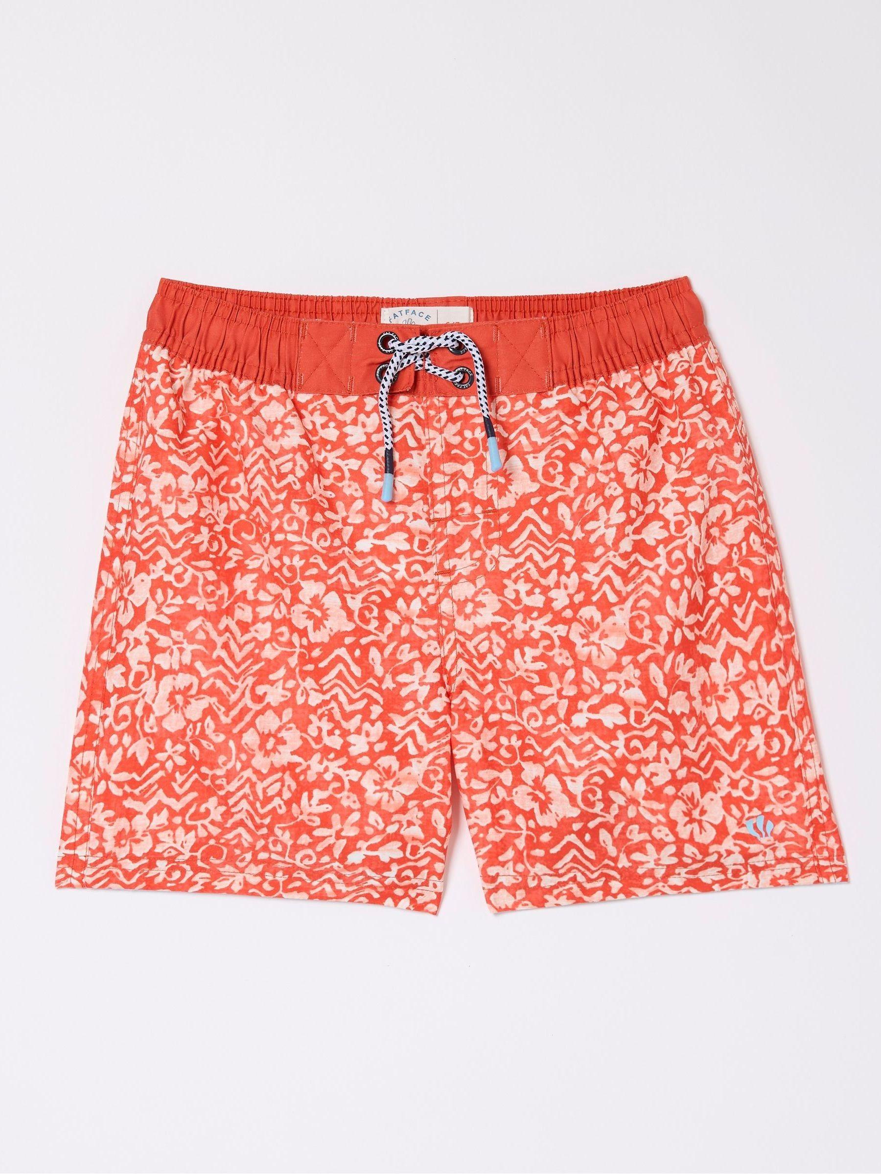 Orange Pattern Swim Shorts by FAT FACE