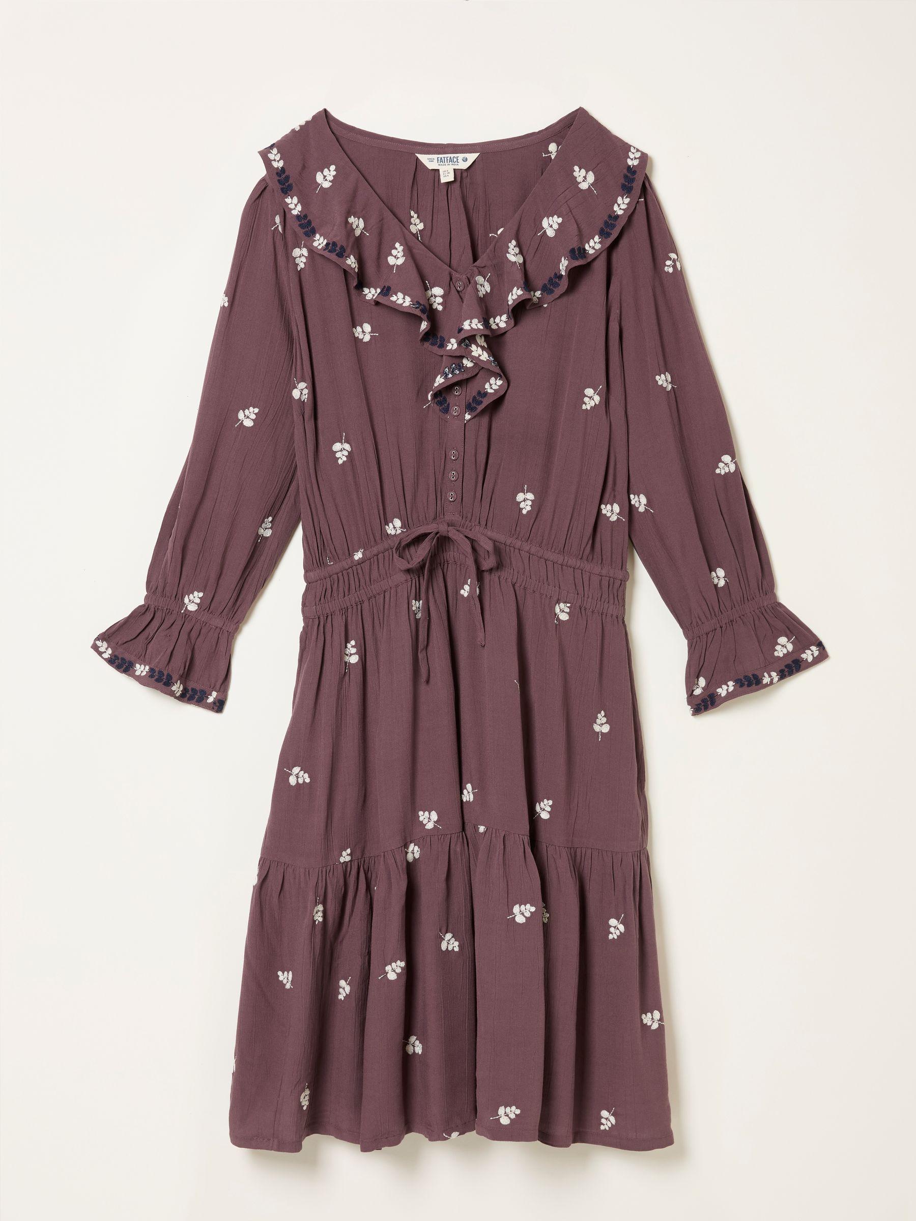 Orla Dusky Purple Regular Embroidered Dress by FAT FACE
