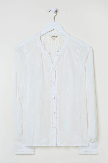 Orla Ivory Embroidered Blouse by FAT FACE